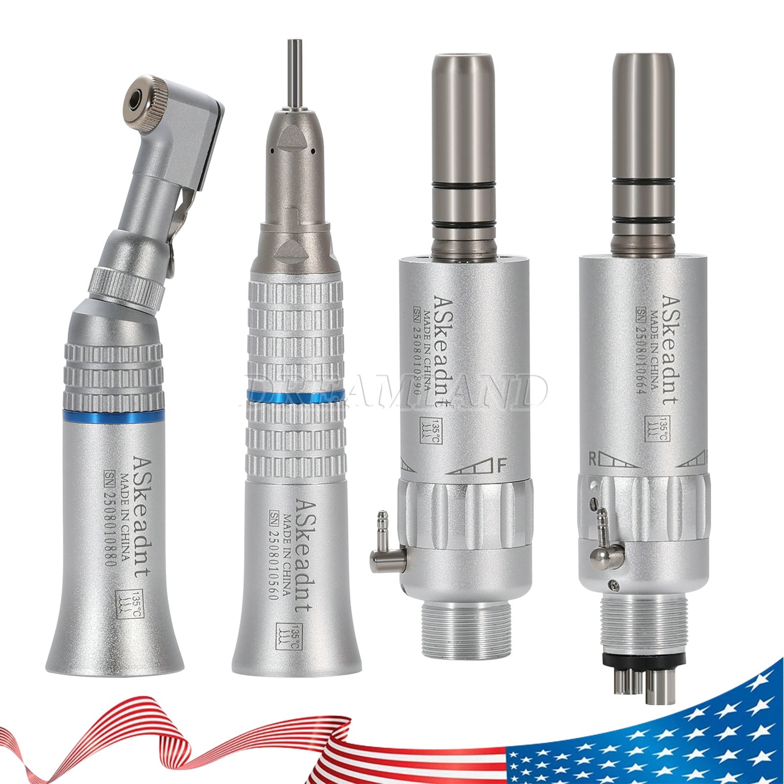 SEASKY Dental Slow Low Speed Handpiece Straight Contra Angle Air Motor 4/2Holes