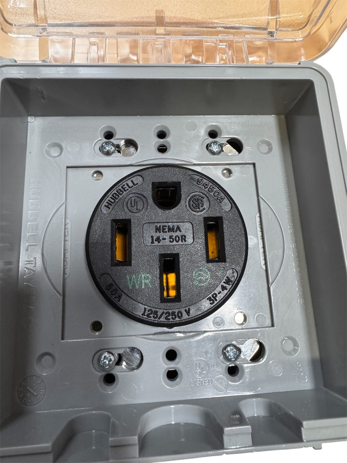 Hubbell HBL9450A 50A Outlet W/ Weatherproof Cover / Gang box Nema 3R Kit