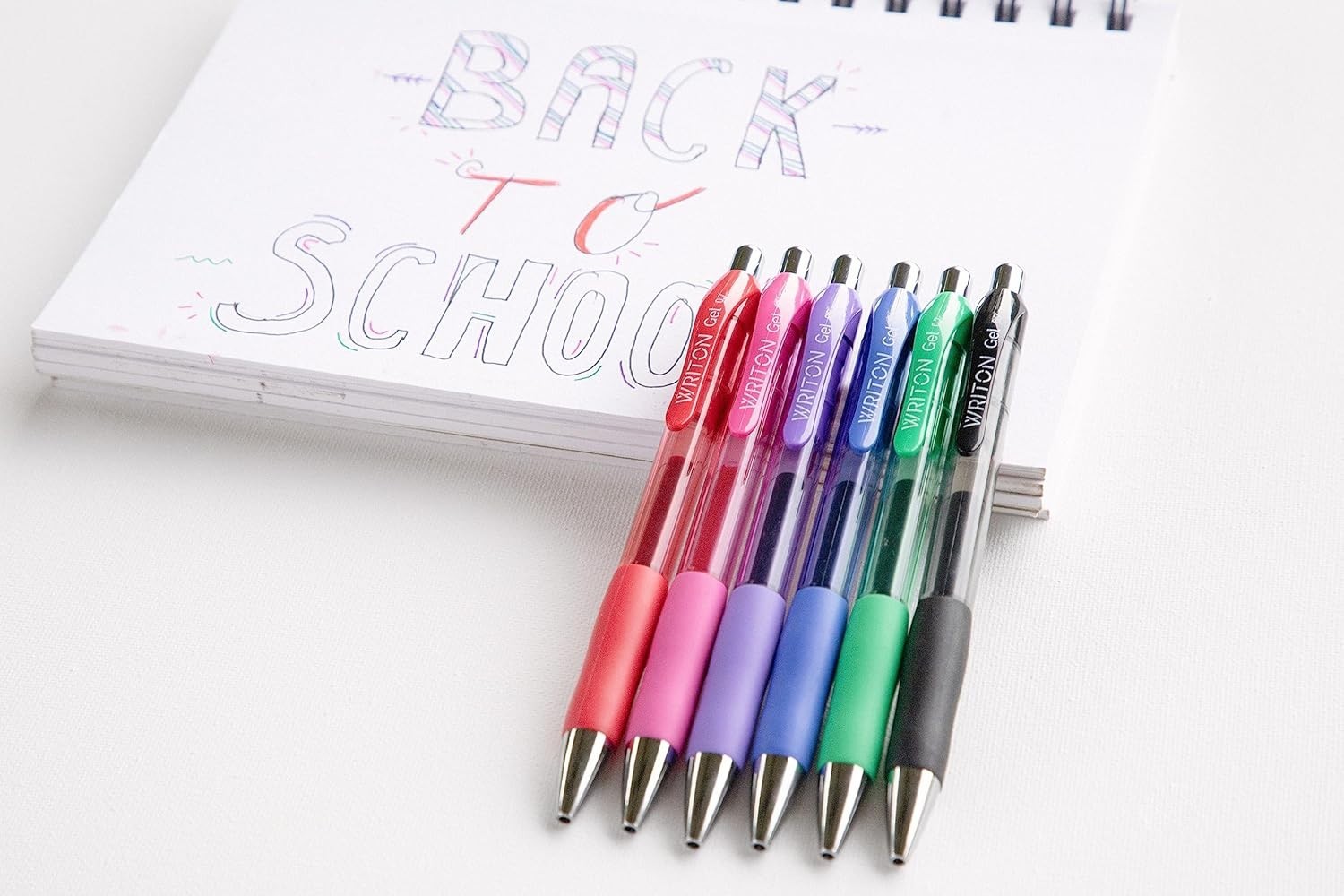 Writon Retractable Gel Pens, Comfort Grip, 0.7mm Fine Point, Black Ink, 12 Pack