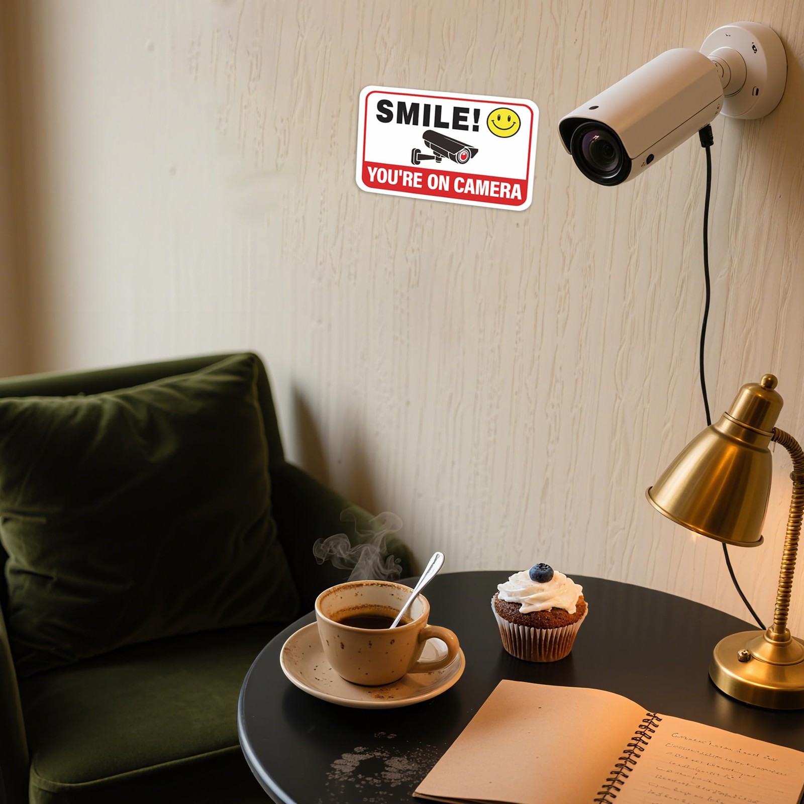 6PCS Smile Your On Camera Sign Sticker, 5.9IN, 358