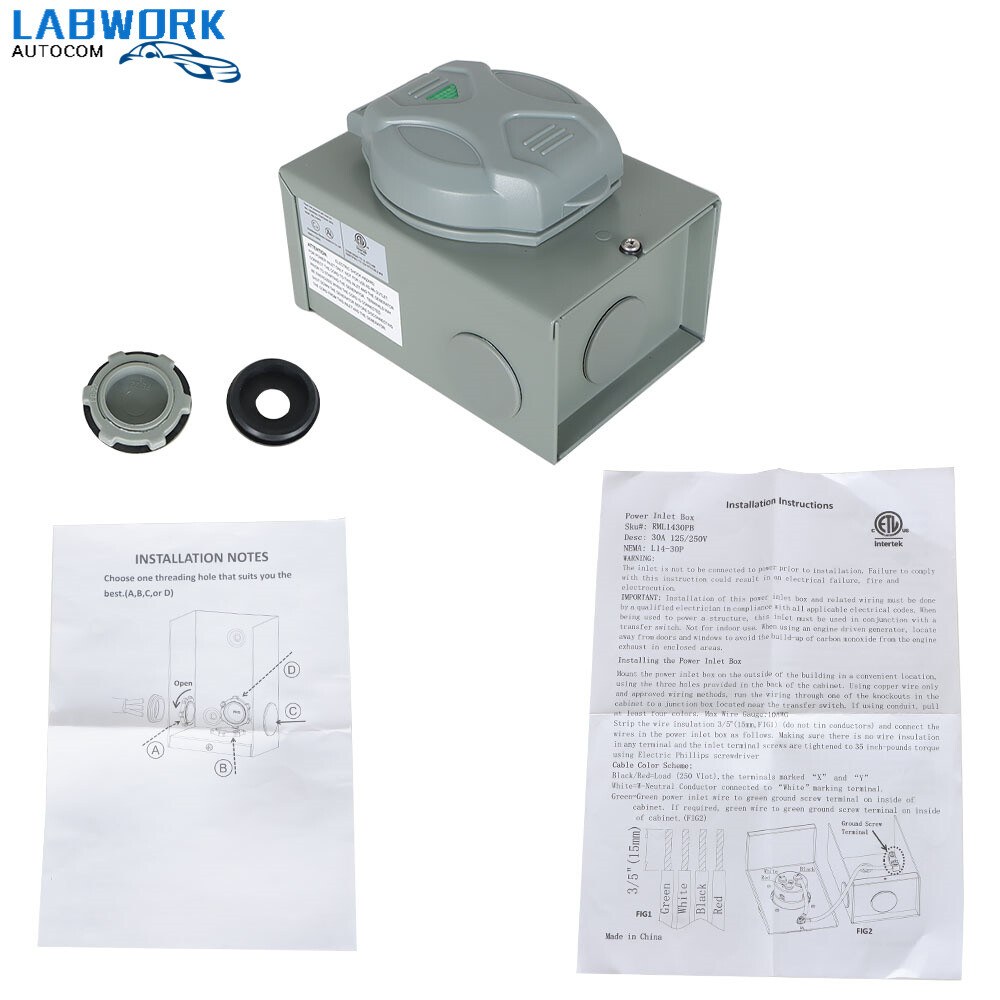 Generator Inlet Box 30 Amp Power Inlet Box L14-30P ETL Listed 4 Prongs