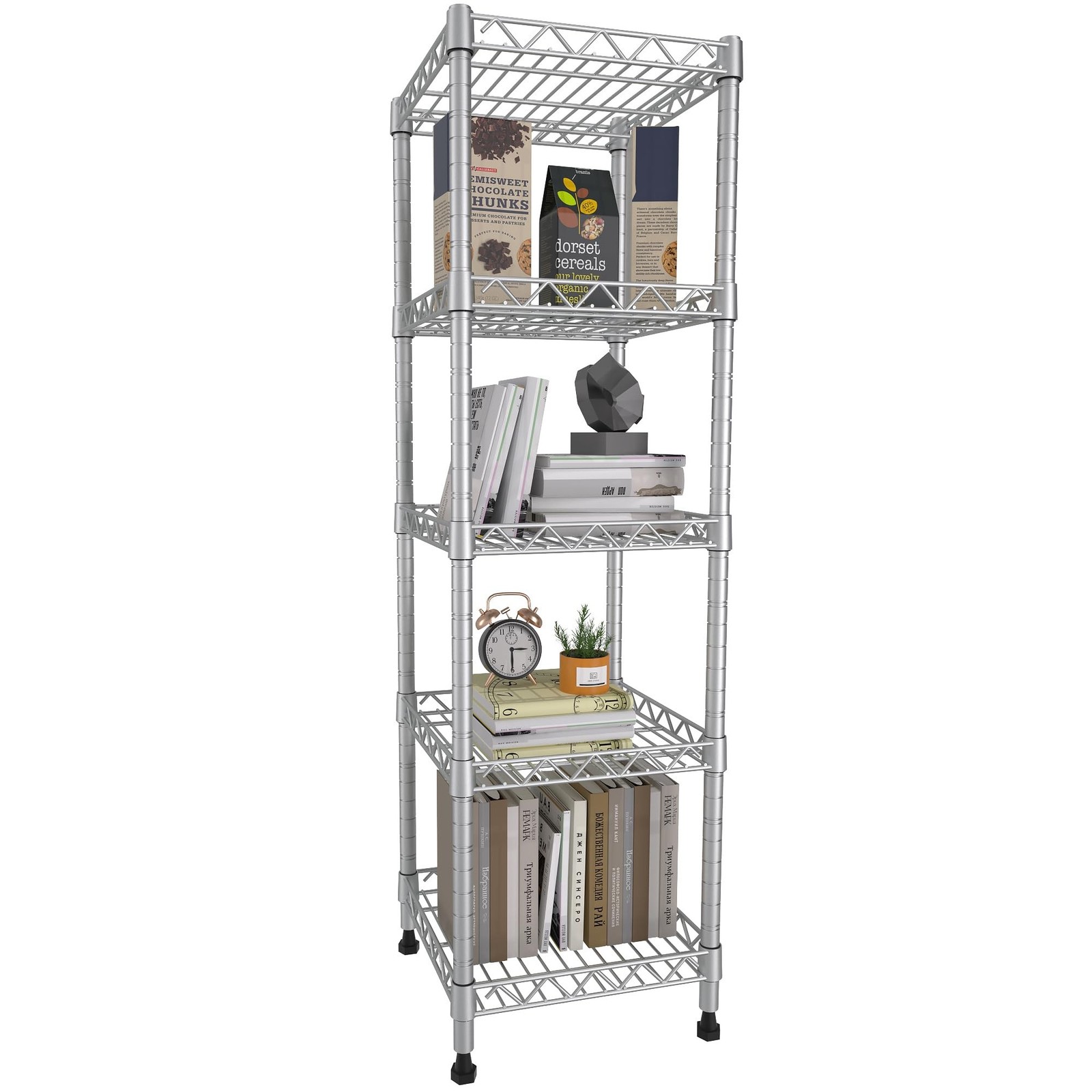 GIOTORENT 5 Tier Standing Shelving Metal Units, Adjustable Height Wire Shelf …