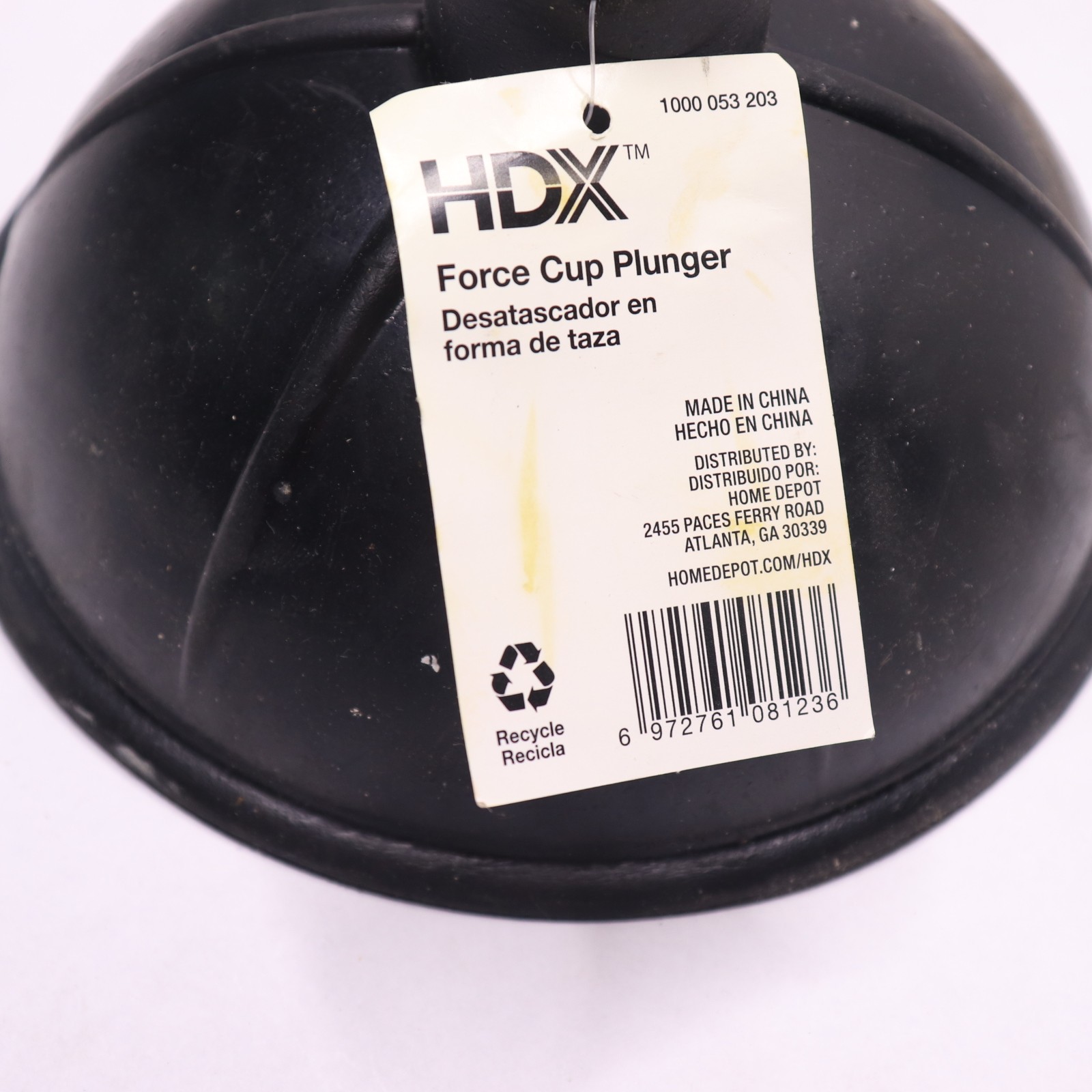 HDX High-Efficiency Toilet Plunger Plastic Rubber 22 x 6.50 1000 053 203
