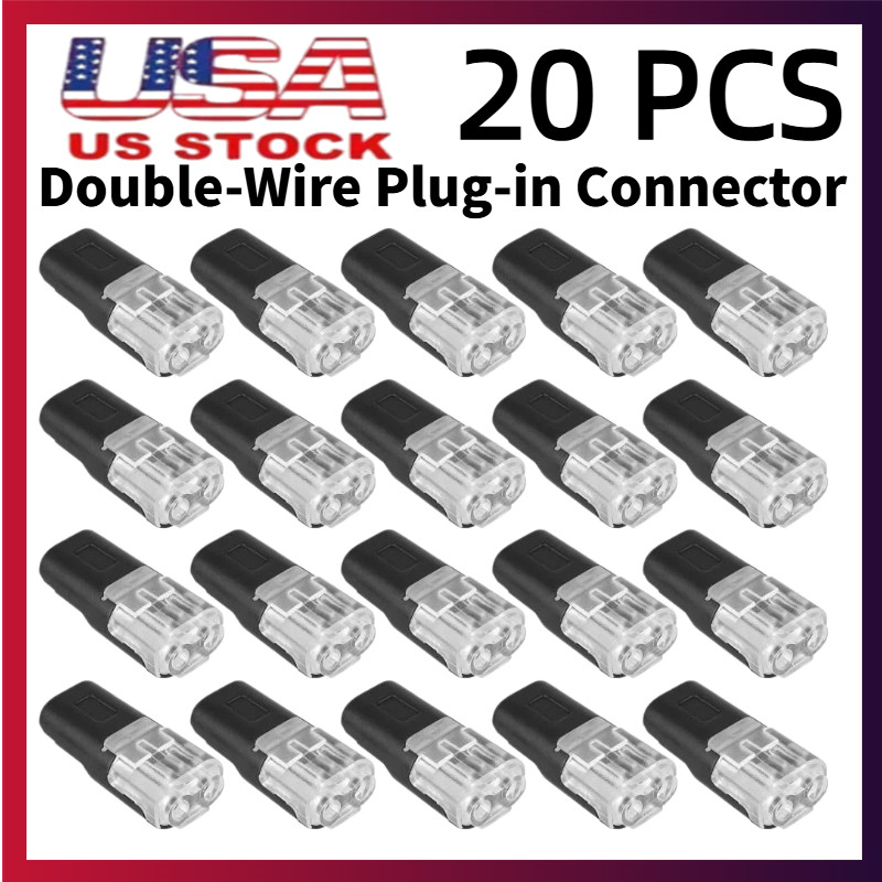 20pcs Double-Wire Plug-in Connector, Cable Clamp with Locking Buckle, AWG 18-22~