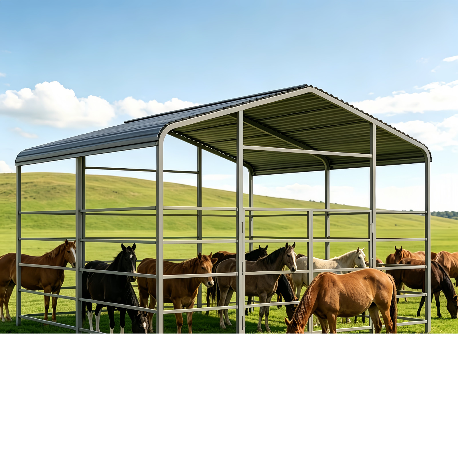 13×20 ft Heavy Duty Galvanized Steel Livestock Shelter Farm Animal Corral Shed