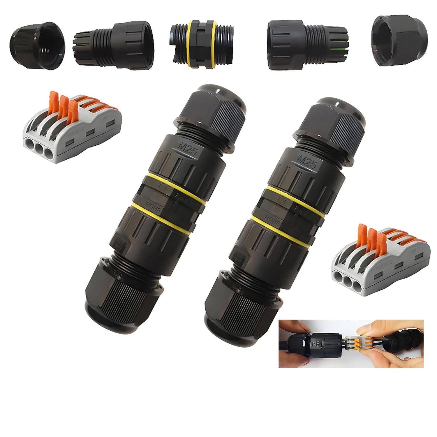 Heavy-Duty Outdoor Junction Box for 2-Core & 3-Core Connections (2-Pack)