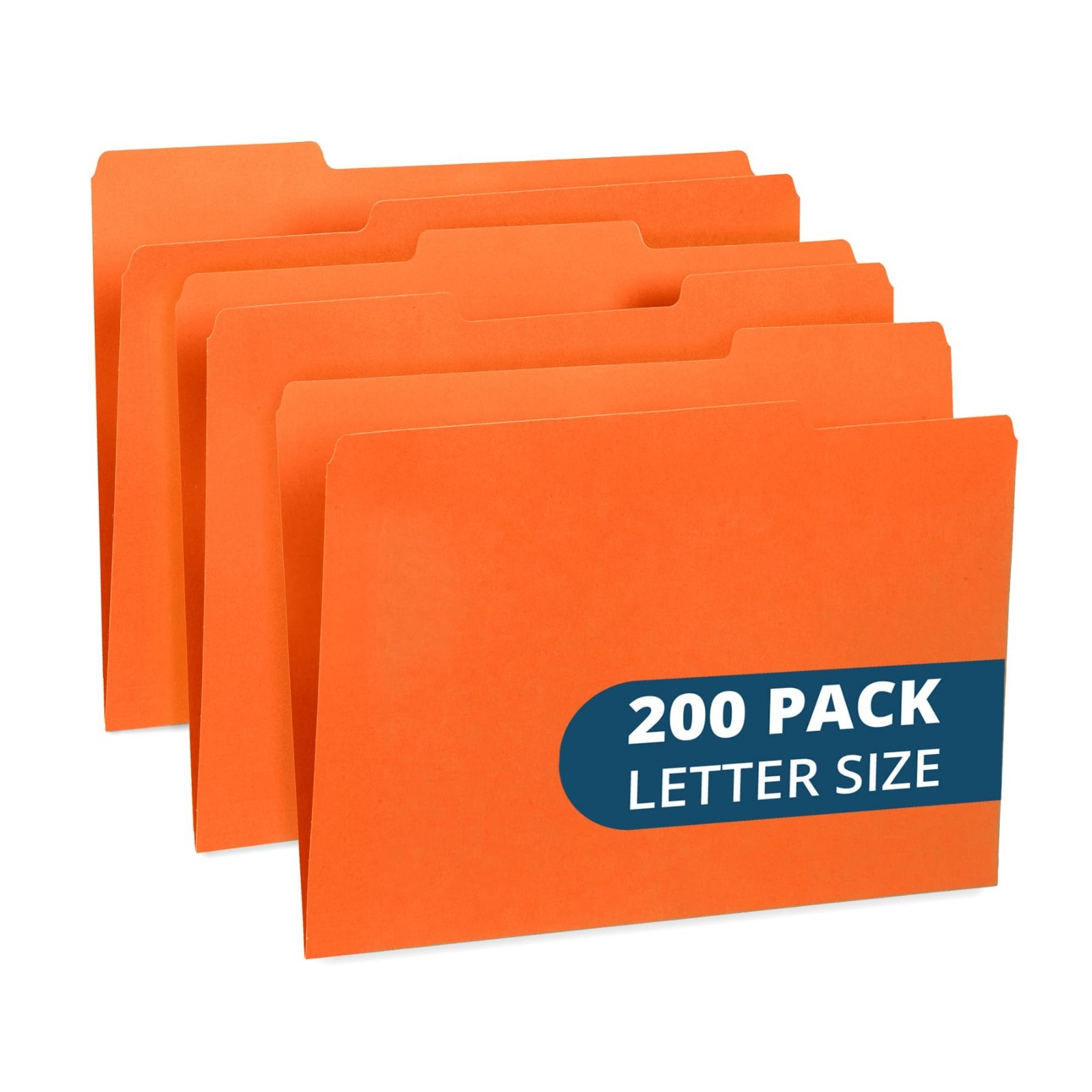 200 Letter Size File Folders – 1/3 Cut Tab, Durable 11pt Paper, Orange – Office