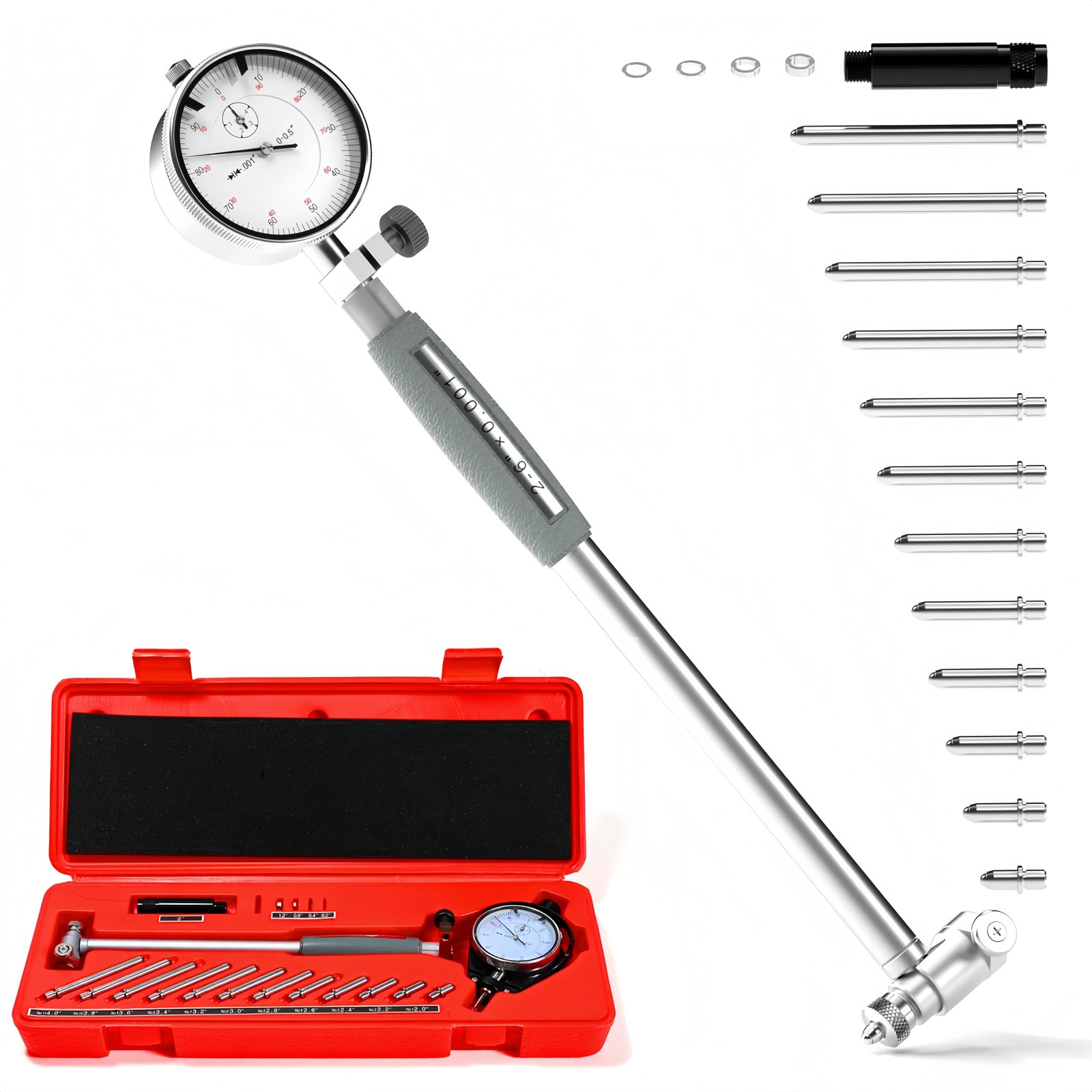 Dial Bore Gauge 2″-6″ / 0.001″, Engine Hole Cylinder Gauge Measuring Tool Set