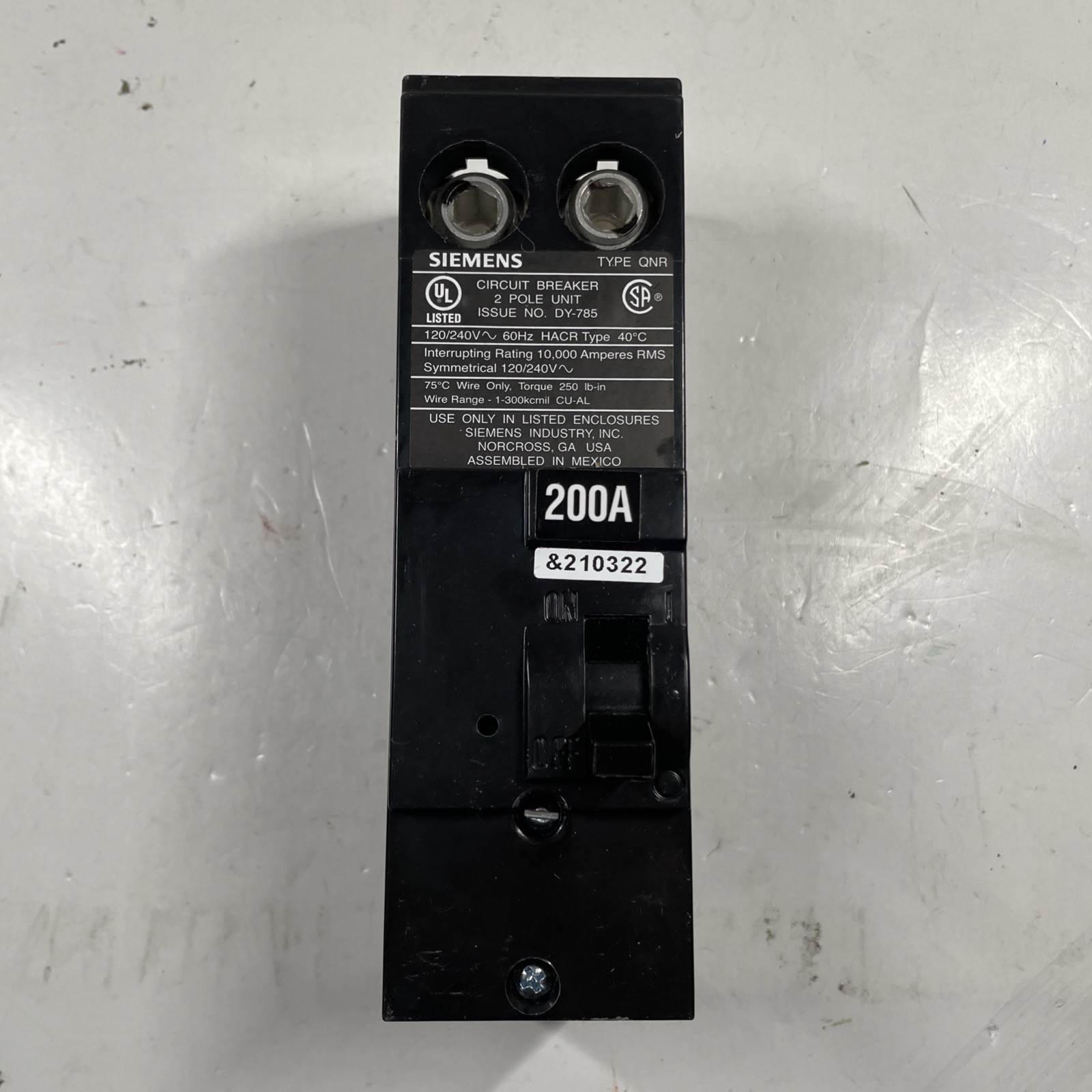 (READ MORE) Siemens QN2200R 200 Amp 2 Pole 240V Circuit Breaker QNR 200A DY-785