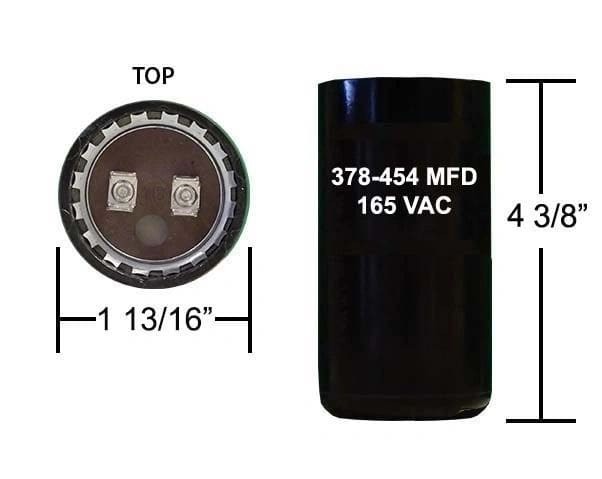 378-454 MFD 165 VAC motor start capcitor