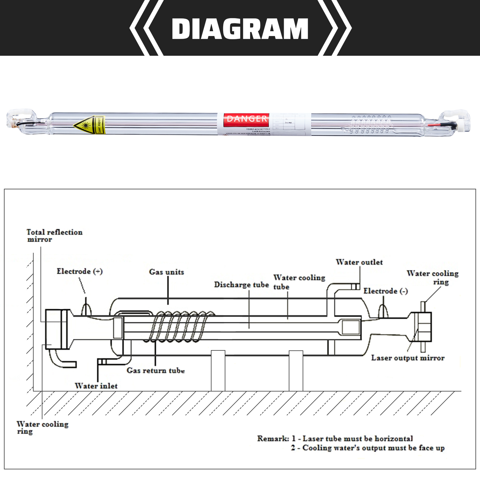 OMTech 60W 100cm CO2 Laser Tube for CO2 Laser Engraver Cutting Engraving Machine