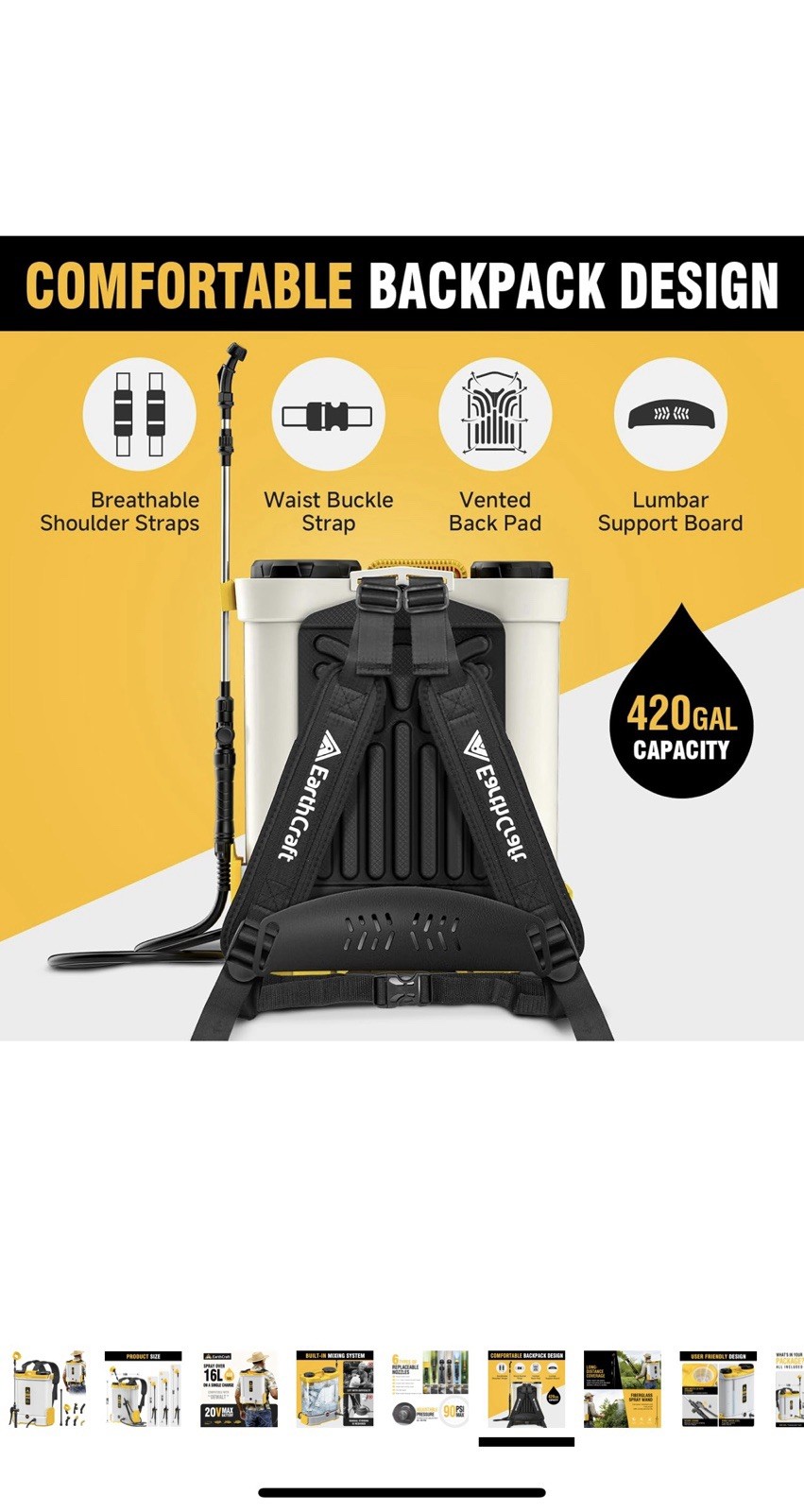 4.2 Gal Battery Powered Backpack Sprayer Compatible with DeWalt 20V Battery (…