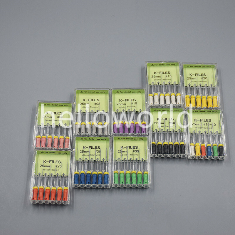 6 Pcs/Pack Nickel Titanium Dental Endodontic Root Canal Hand Use K-Files #15-40