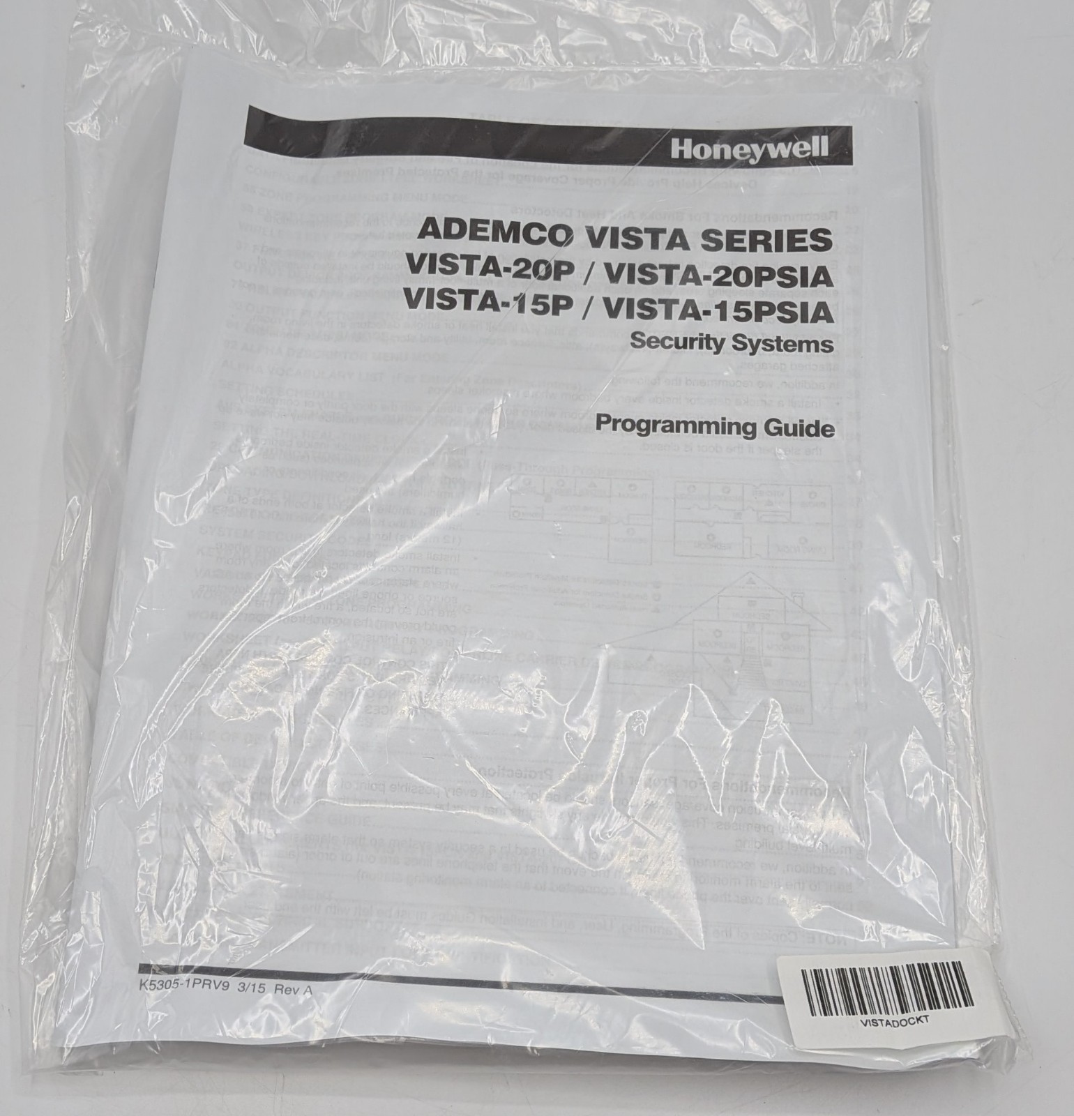 Honeywell ADEMCO Vista Security V20P 10.23 Board PSU Manual NEW