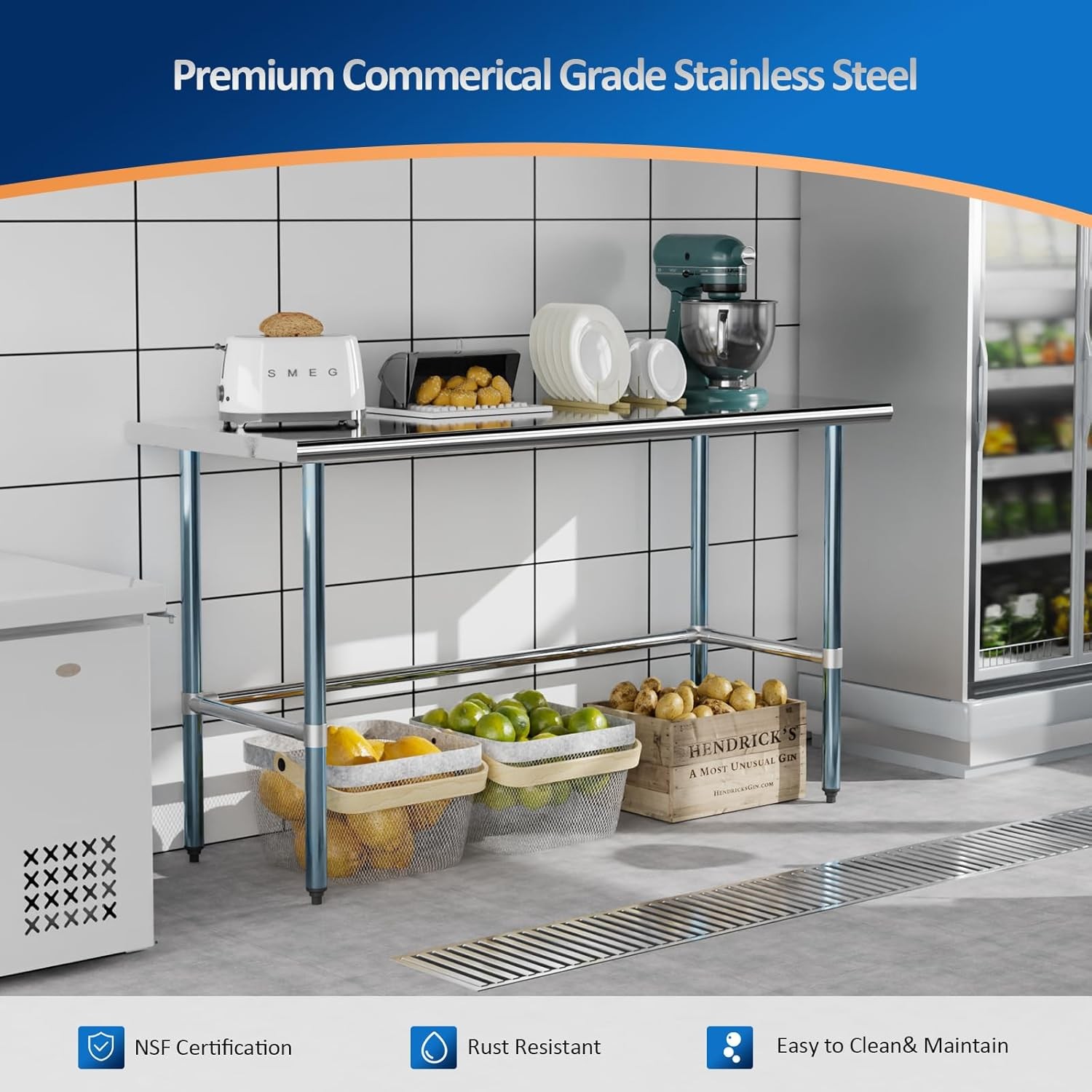 60″ x 24″ x 34″ Commercial Open Base Stainless Steel Work Table for Kitchen New