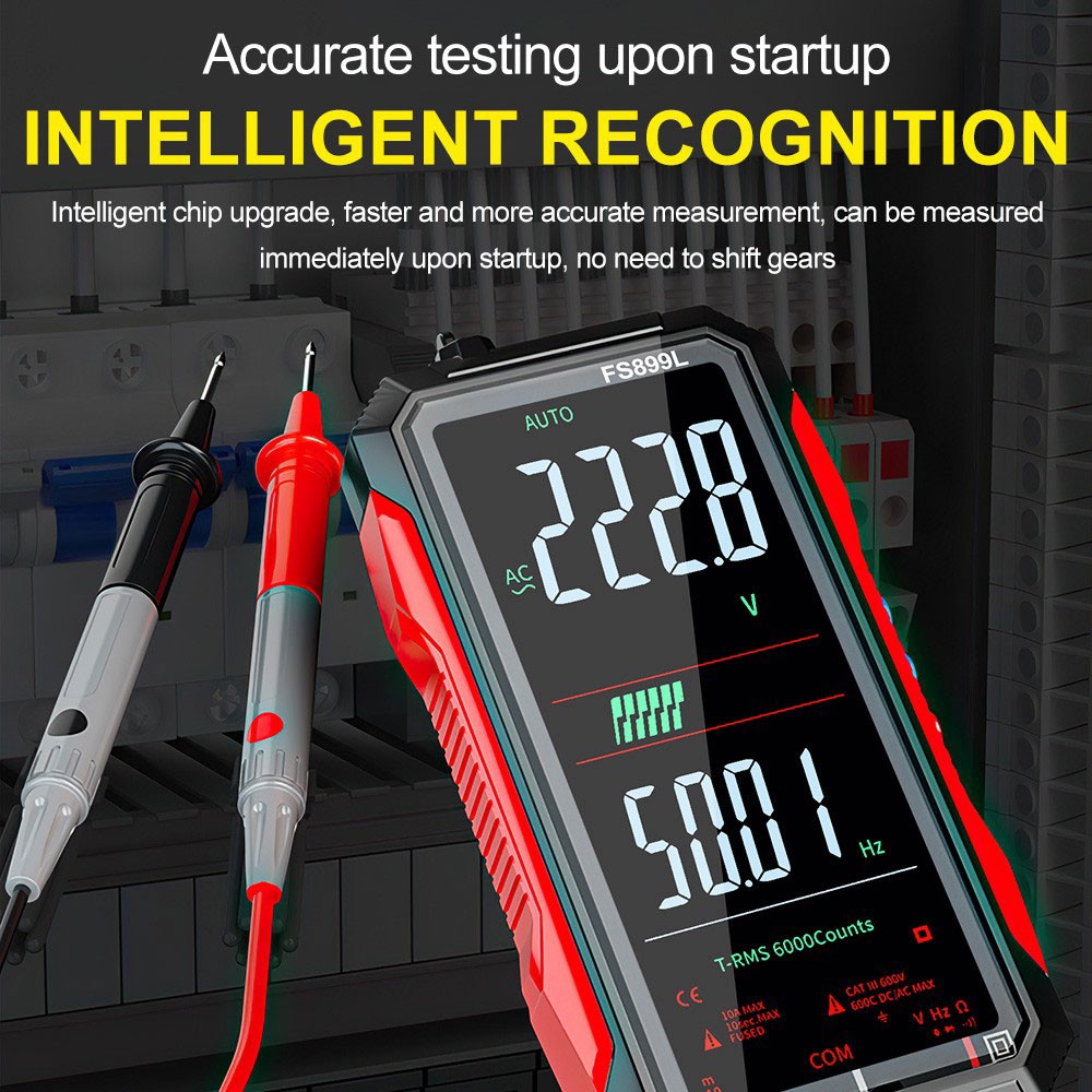 FS899L Smart Digital Multimeter,USB Rechargeable Auto-Ranging Multimeter Tester