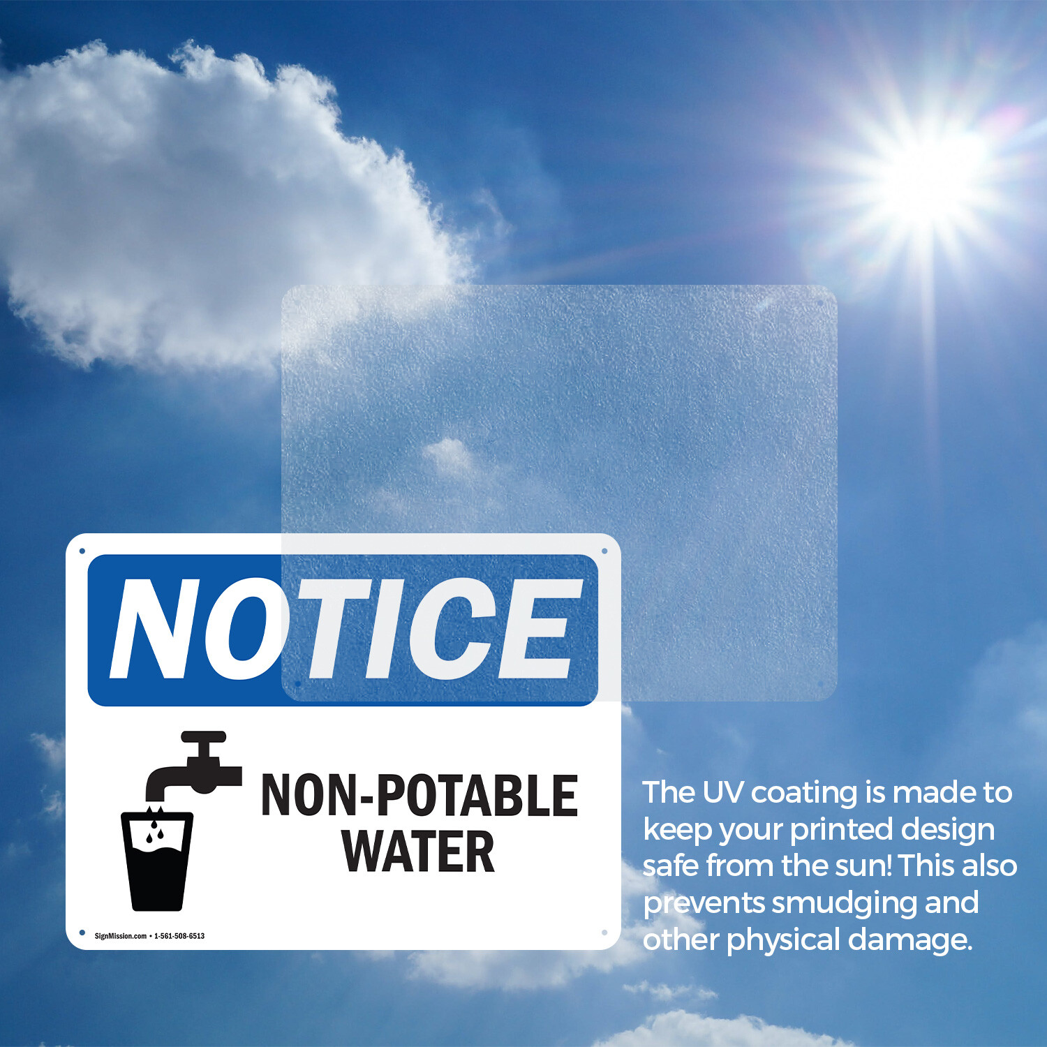 (2 Pack) Non-Potable Water OSHA Notice Sign Decal Metal Plastic