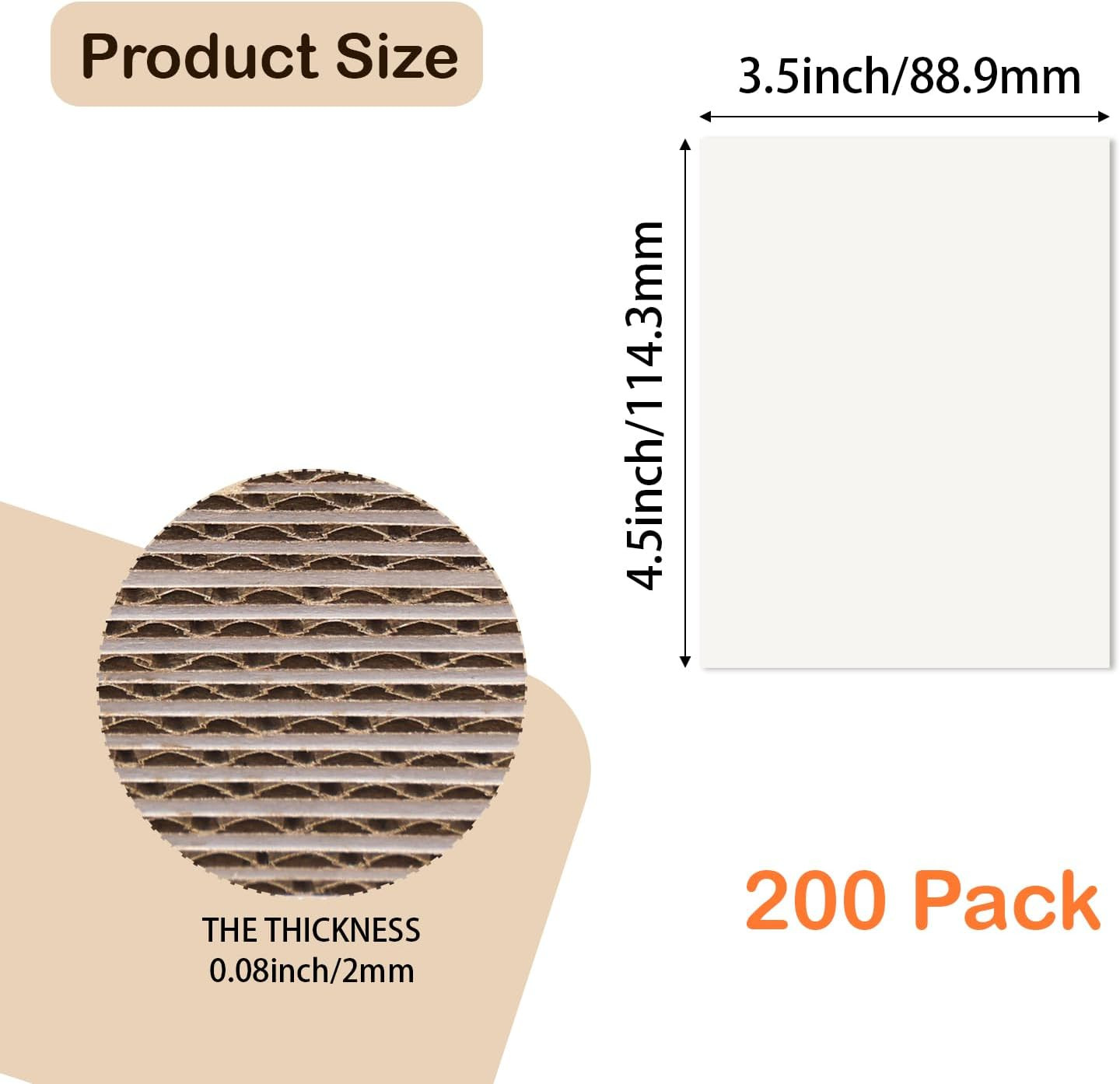 Corrugated Cardboard Sheets 3.5×4.5 Packing Inserts 200 Pack