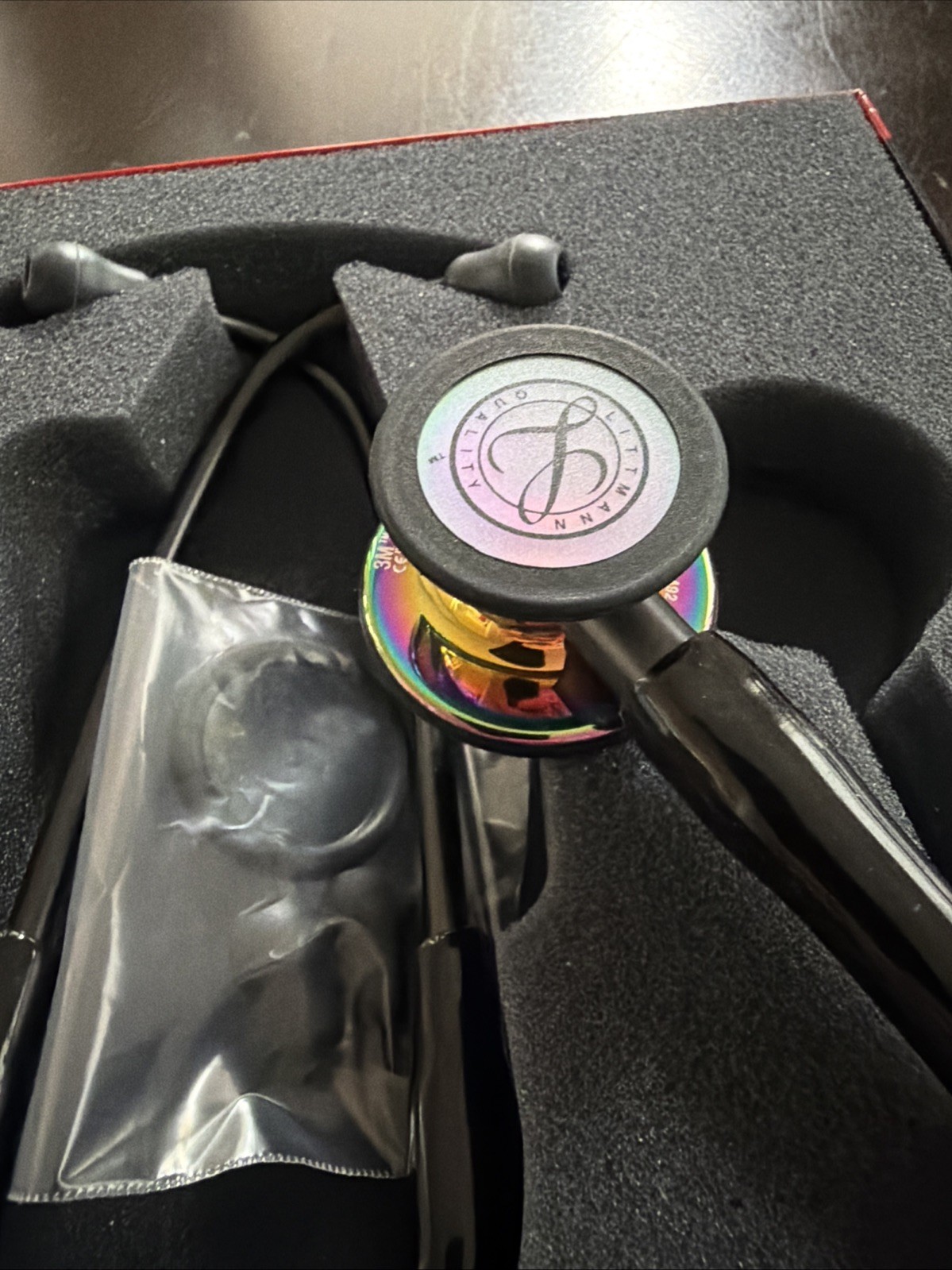 3M™ Littmann® Cardiology IV™ Stethoscope, High Polish RainbowBlack NEW 6240
