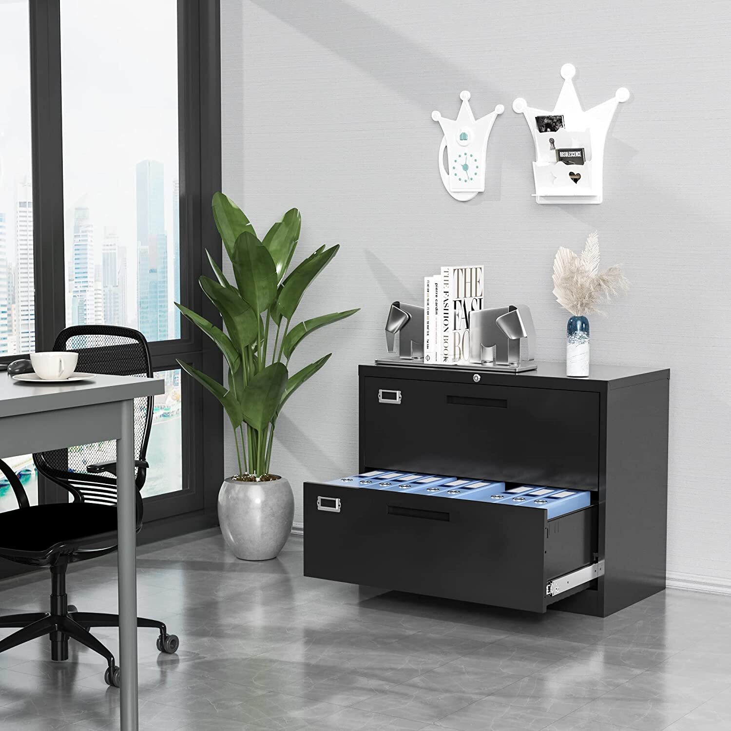 Metal Lateral File Cabinet 2 Drawer,Office Home Locking Filing Cabinet Organizer