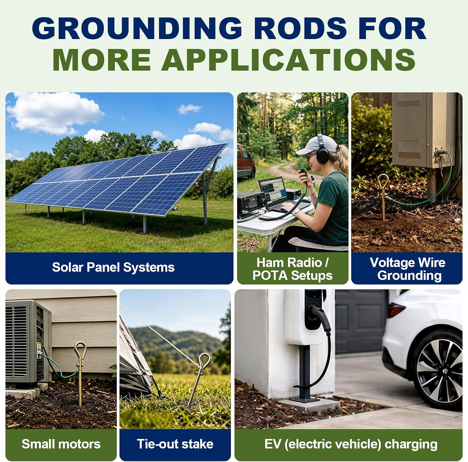 Portable Grounding Rod – 17.5″ Solid Steel Ground Rod for Electric Fence, Earthi