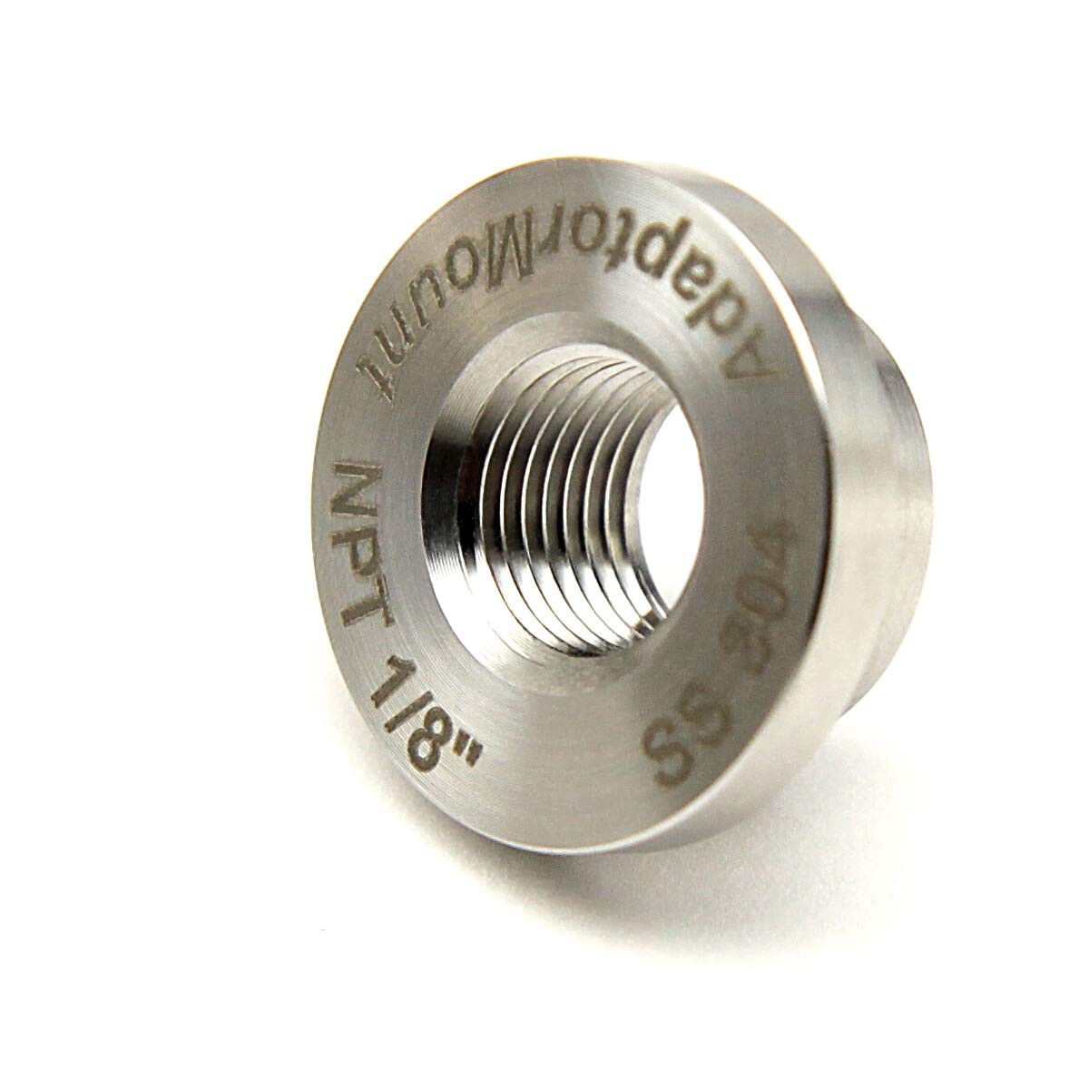 1/8” NPT Female Weld Bung – 304 Stainless Steel Stepped 1/8″, Clear