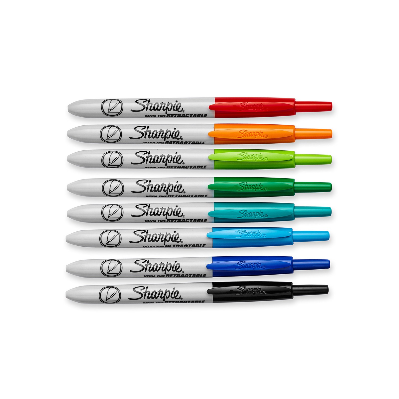 Retractable Permanent Markers, Ultra Fine Point, Assorted Colors, 8 Count