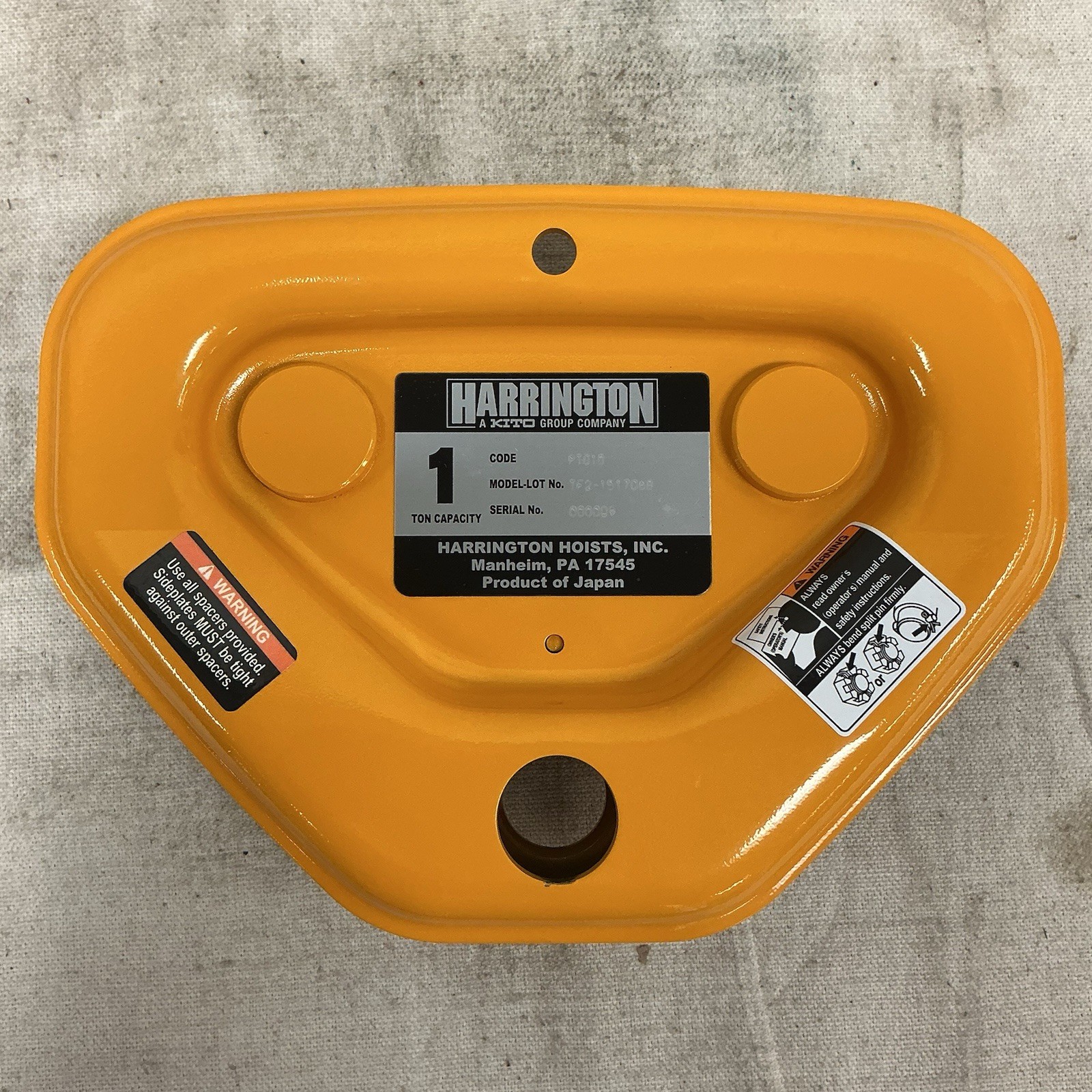 HARRINGTON PTF2010 Trolley 2000lb Load Cap 2 9/32″–5″ Beam