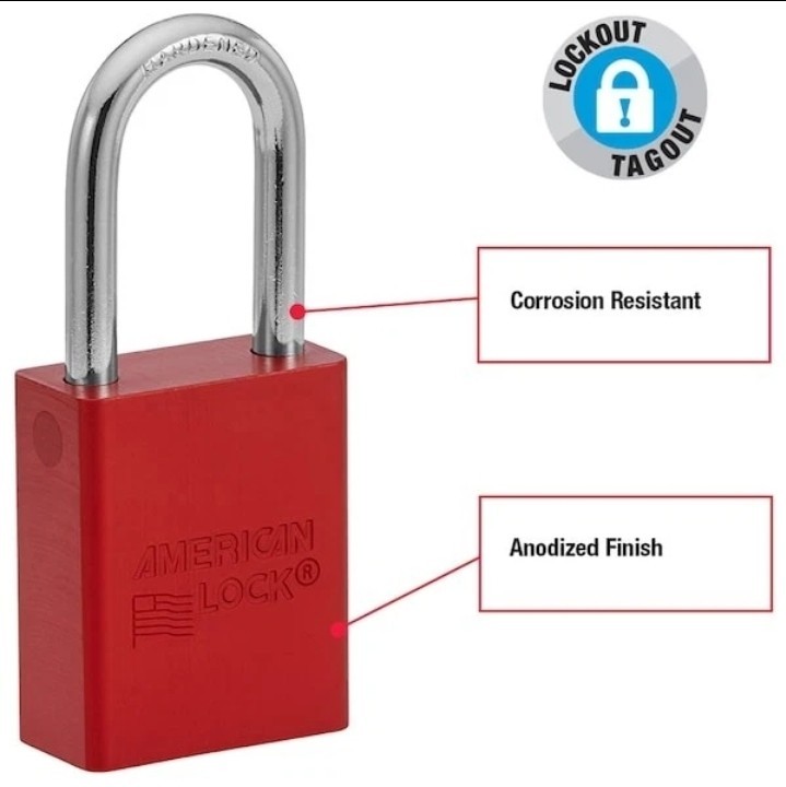American Lock A1106red Lockout Padlock, Keyed Different, Anodized Aluminum, 1
