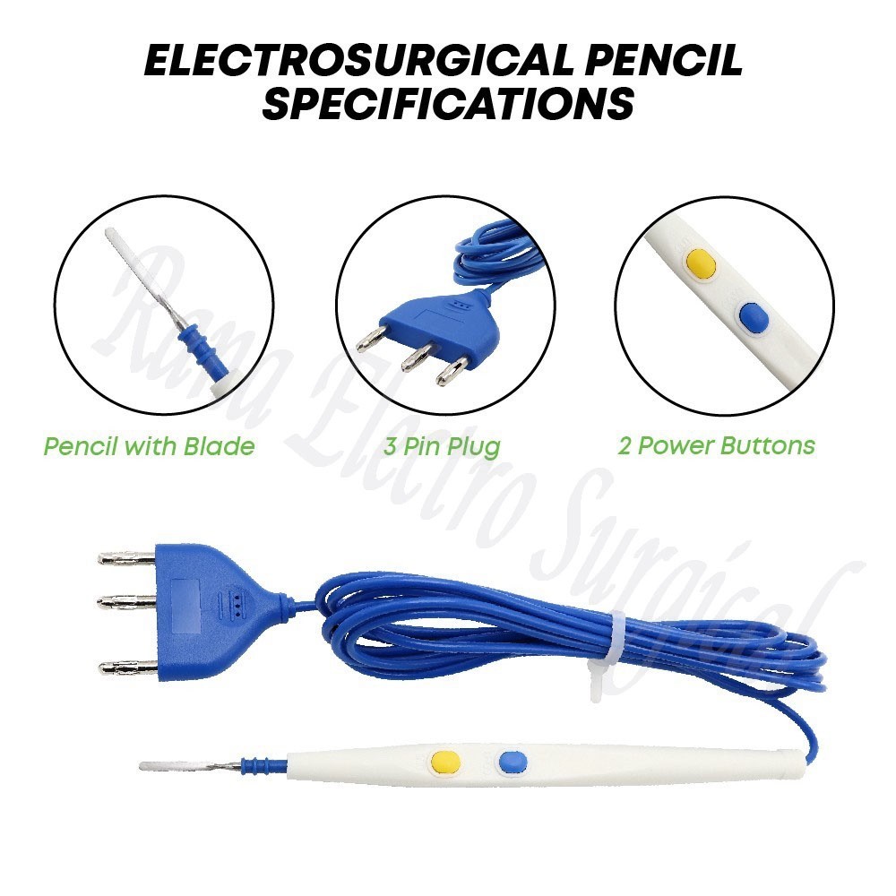 Diathermy ESU Cautery Pencil Electrosurgical Pencil with Blade Pack of 10 Pcs