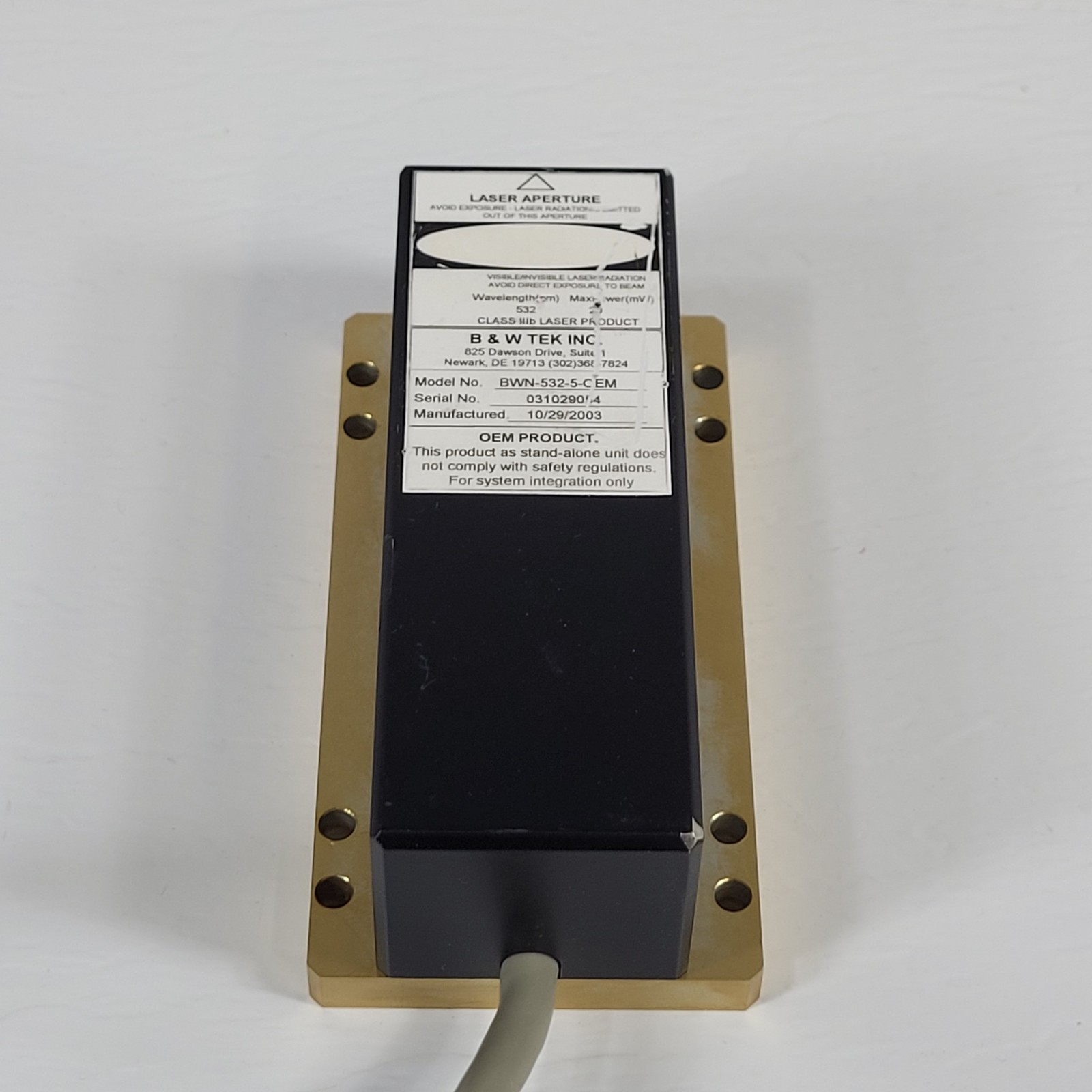 B&W Tek BWN-532-5-OEM Laser 532nm Green Wavelength 20mW MaxPower Class IIIb