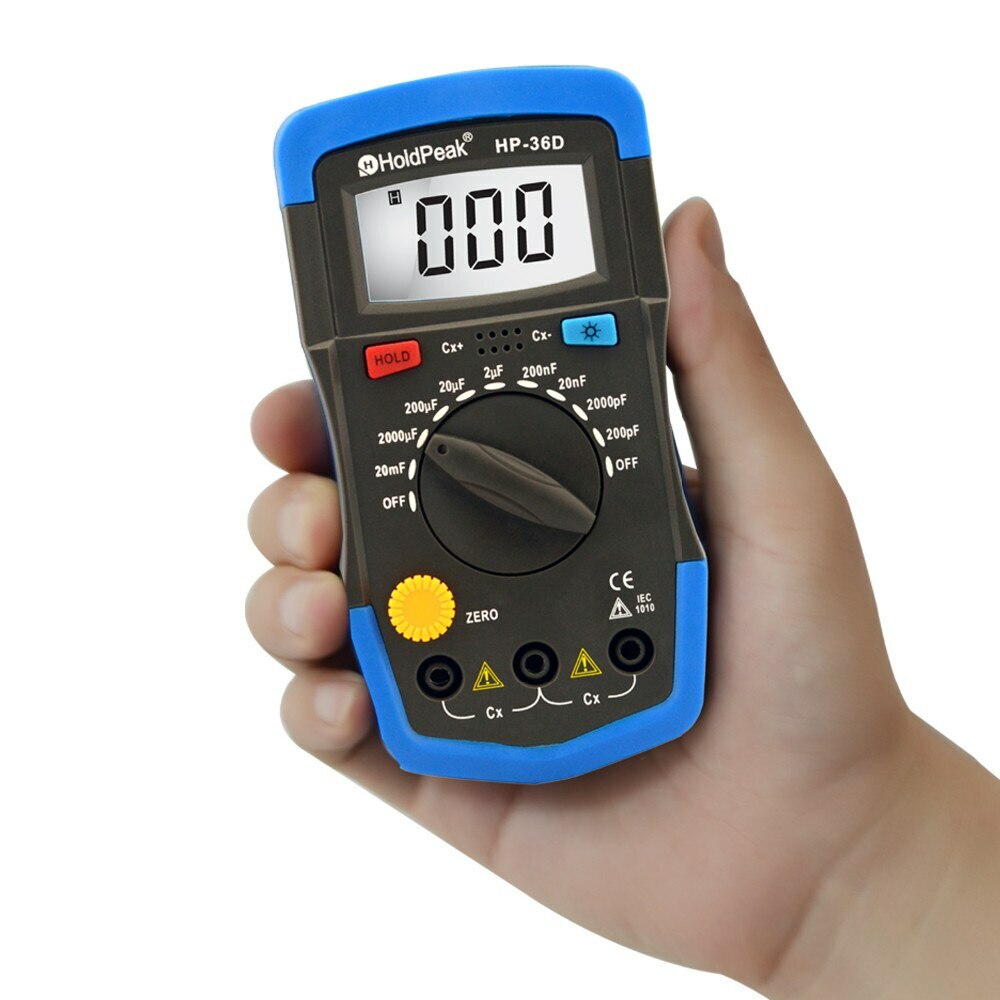 Multimeter Digital Capacitance Meter 20000uF 1999 Counts Backlit LCD Data Hold