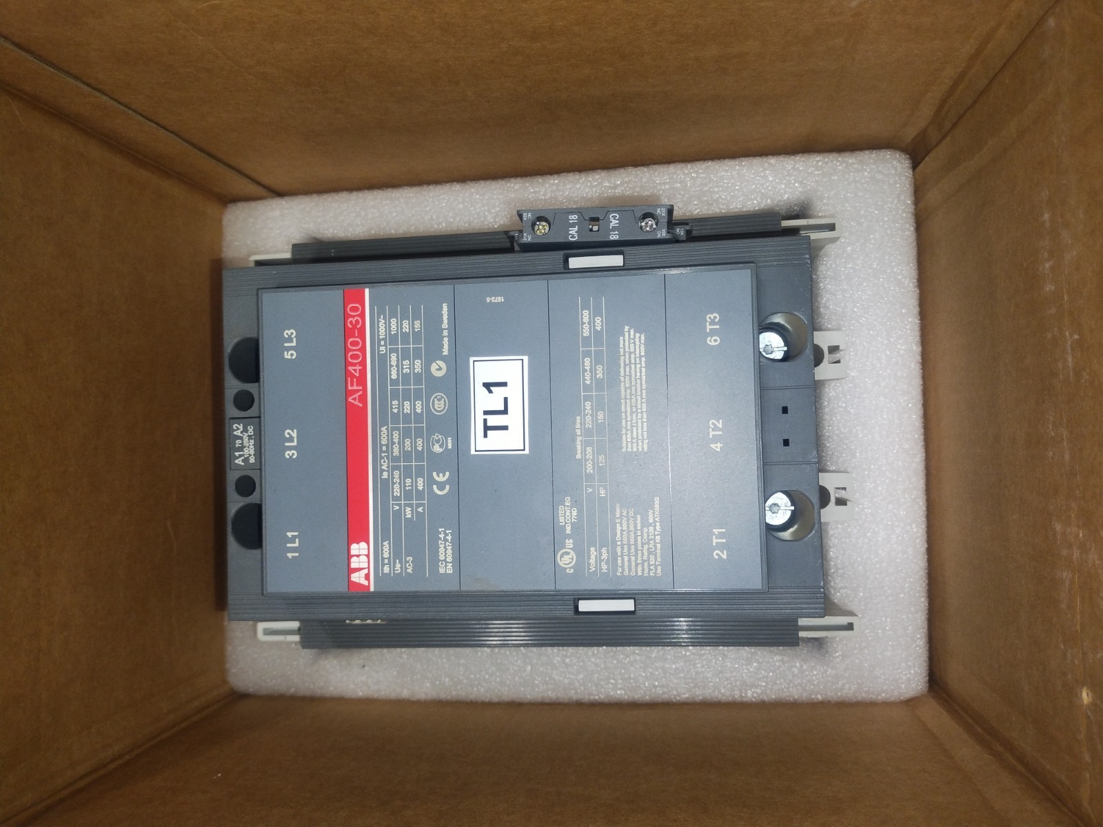 ABB AF400-30 Standard IEC Contactor 600A AC-1 100-250V AC/DC Coil 3P