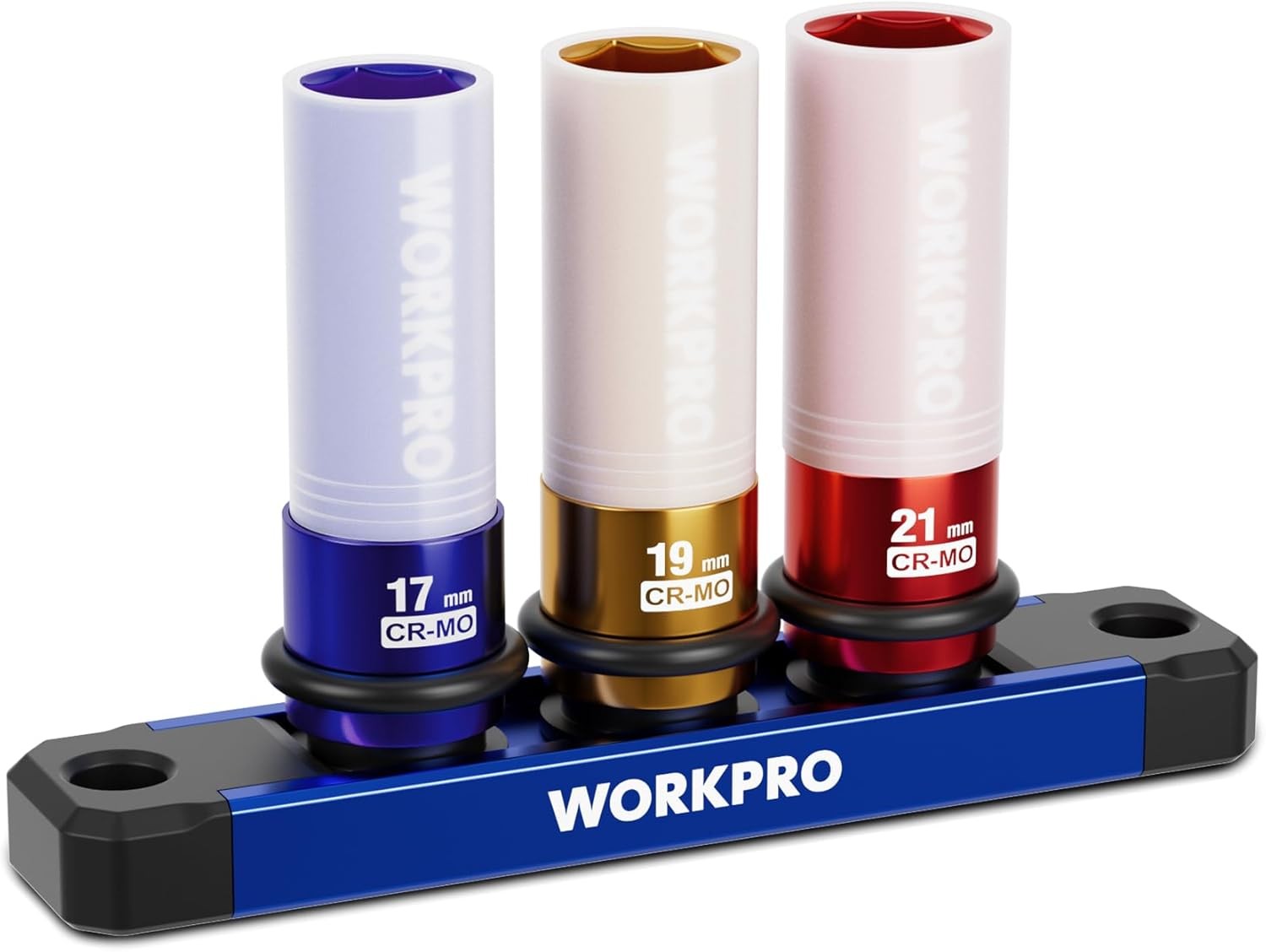 WORKPRO 3PC 1/2″ Drive Lug Nut Impact Socket Set Deep Thin Wall Socket 17-19-2mm