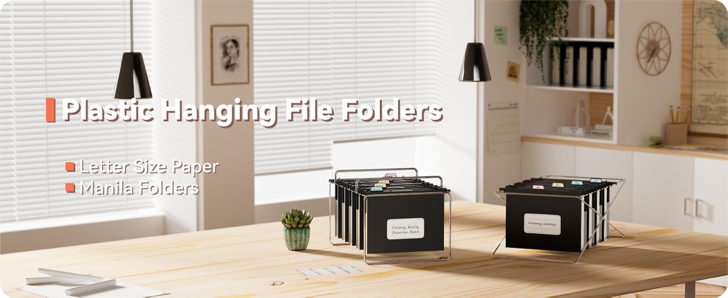 Extra Capacity Plastic Hanging File Folders, 3 Pack Reinforced Expanding Hang