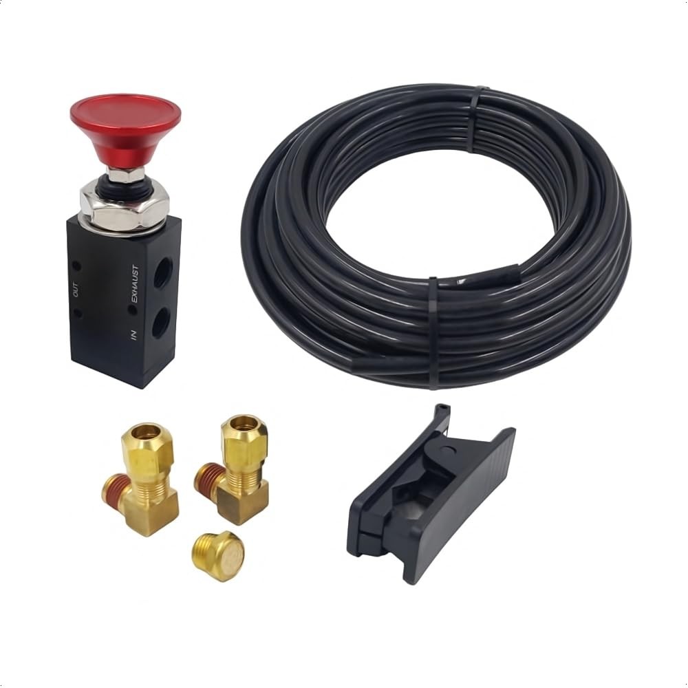 PartLogix 3-Way Three-Way Push/Pull Manual Tailgate Dump Air Valve Kit for Semi