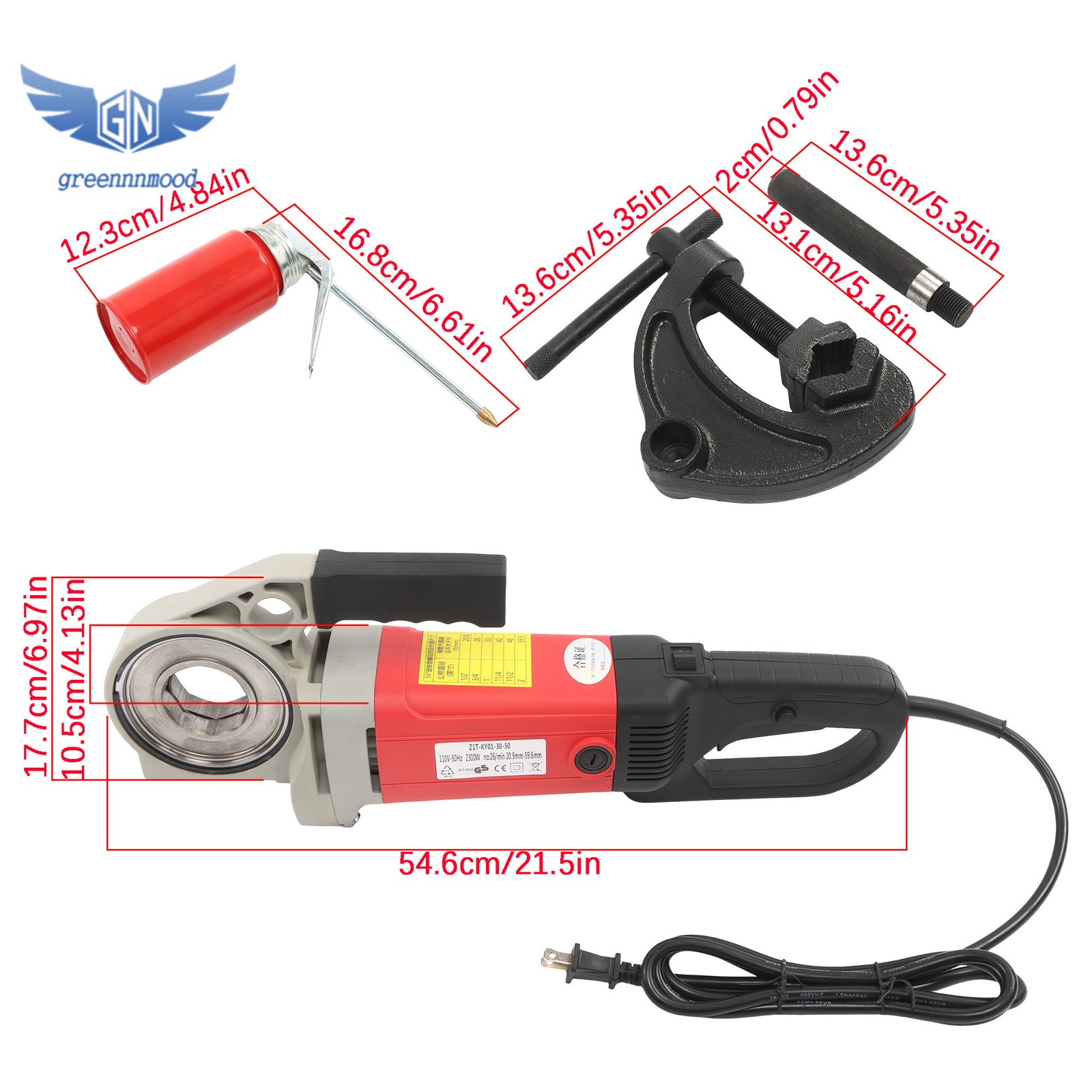 Electric Pipe Threader, 2300W Pipe Threading Machine with 4 Dies 1/2″ – 1 1/4″