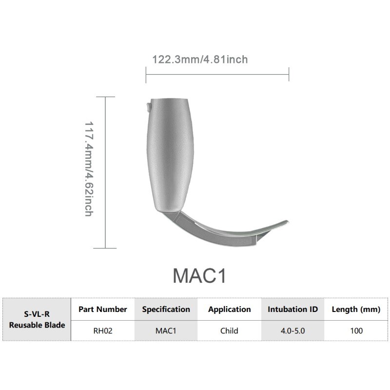 (US delivery)Vide Laryngoscope Reusable blades(Miller0/1/MAC1/2/3/4/D-blade)