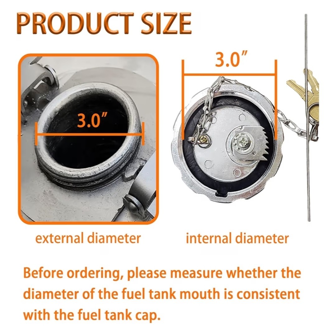 2Pcs 20770691 3″ Locking Fuel Cap, Truck Fuel Tank Cap Fit For Volvo VN & VNL…