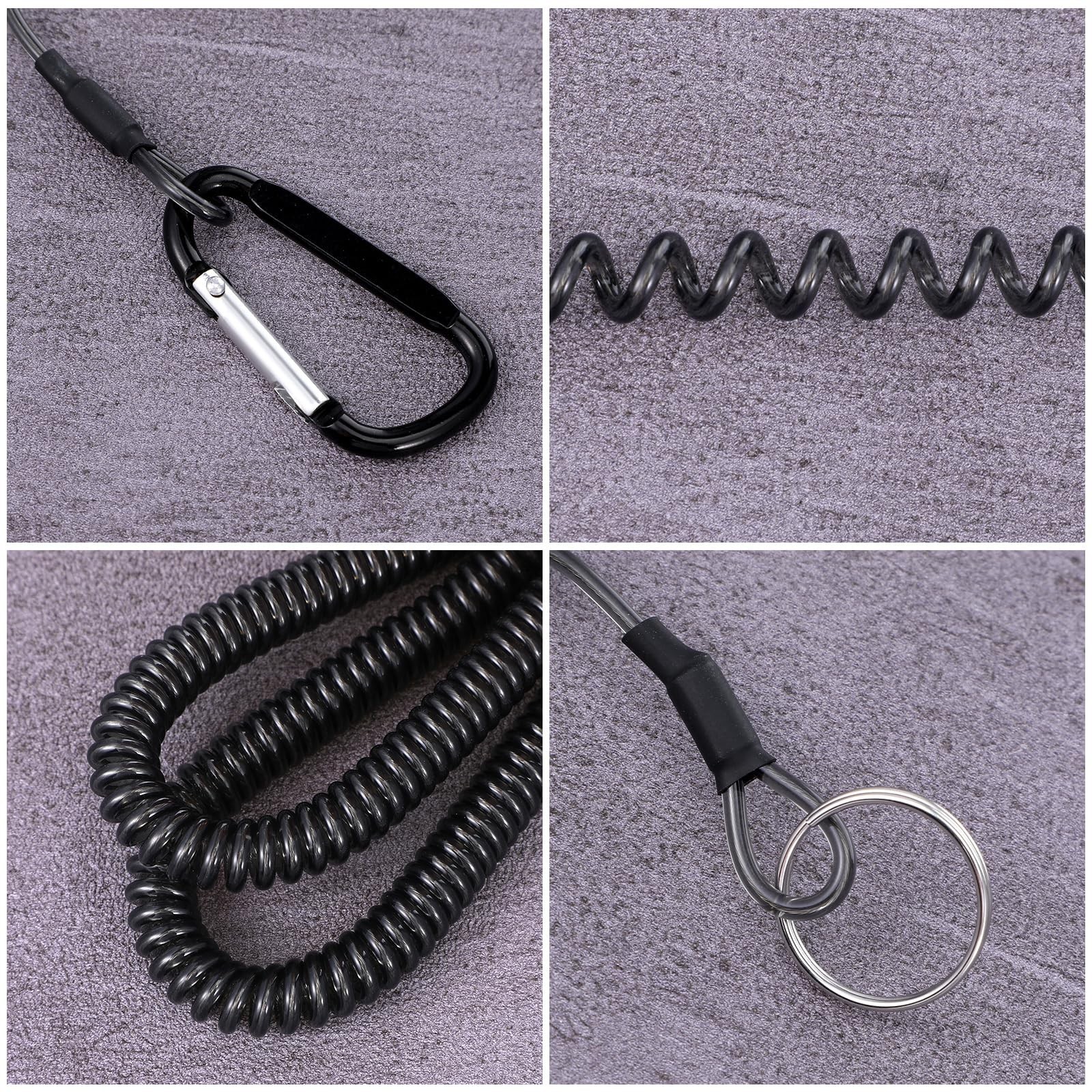 3PCS Retractable Safety Coiled Lanyard with Alloy Clip for Pliers Boating, He…