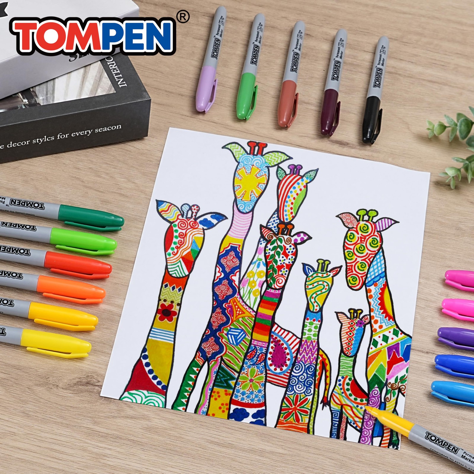 TOMPEN Permanent Markers Fine Tip 100 Pack 1 Count (Pack of 100), Multicolor