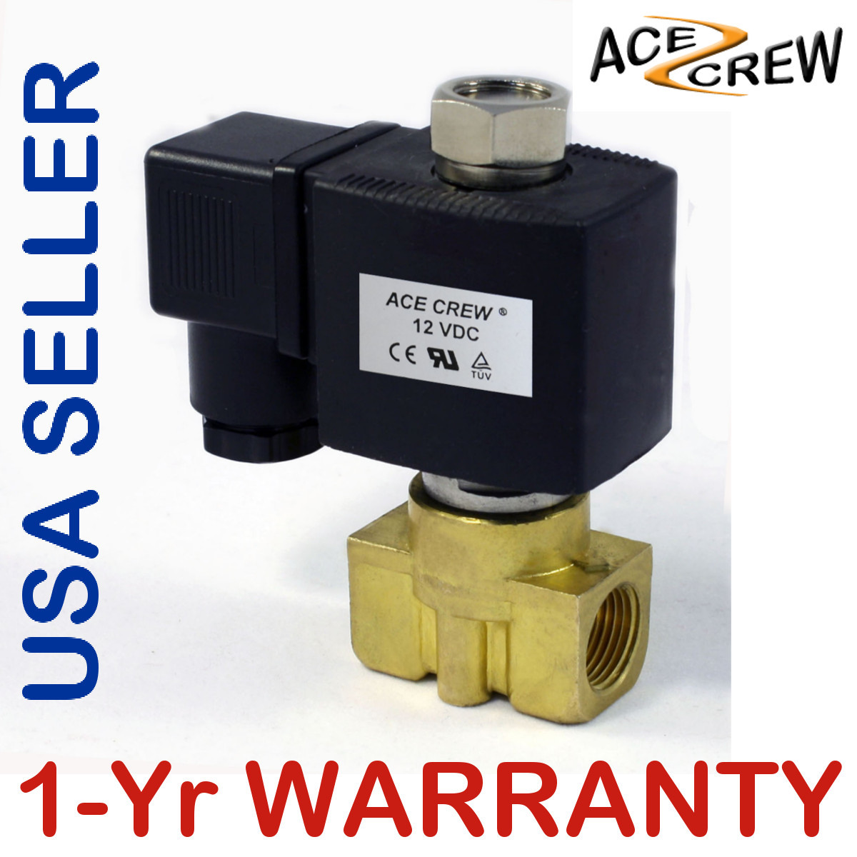3/8 inch NORMALLY OPEN 12V DC VDC Brass Solenoid Valve NPT ONE-YEAR WARRANTY