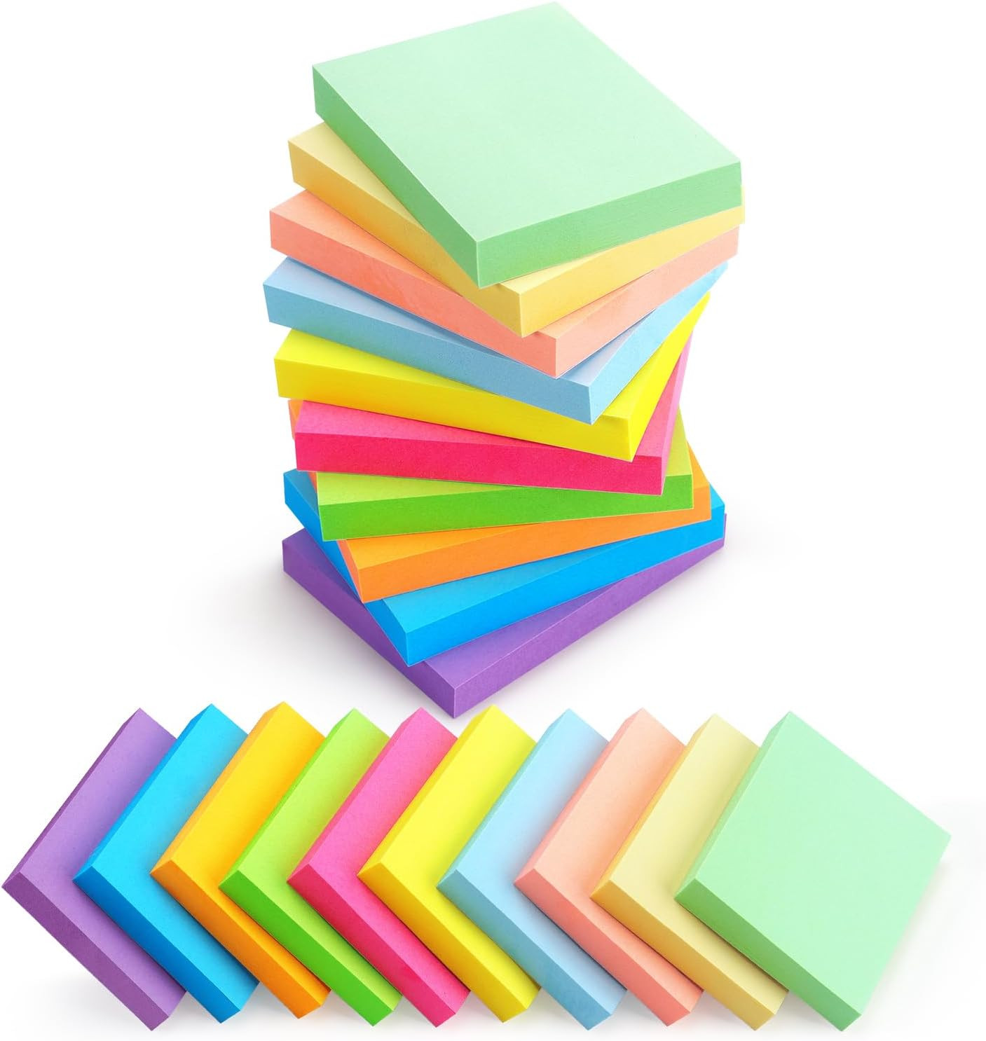 20 Pads Post It Notes 10 Colors 1.5 x 2 Inches Small Post It Notes 100 Sheets