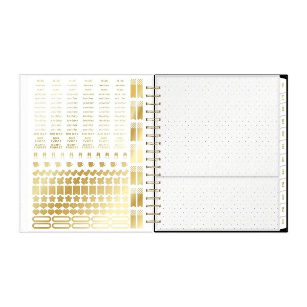 8"x10" AY 2026-2027 Planner Rugby Stripe Black Frosted 27 Daily/Monthly