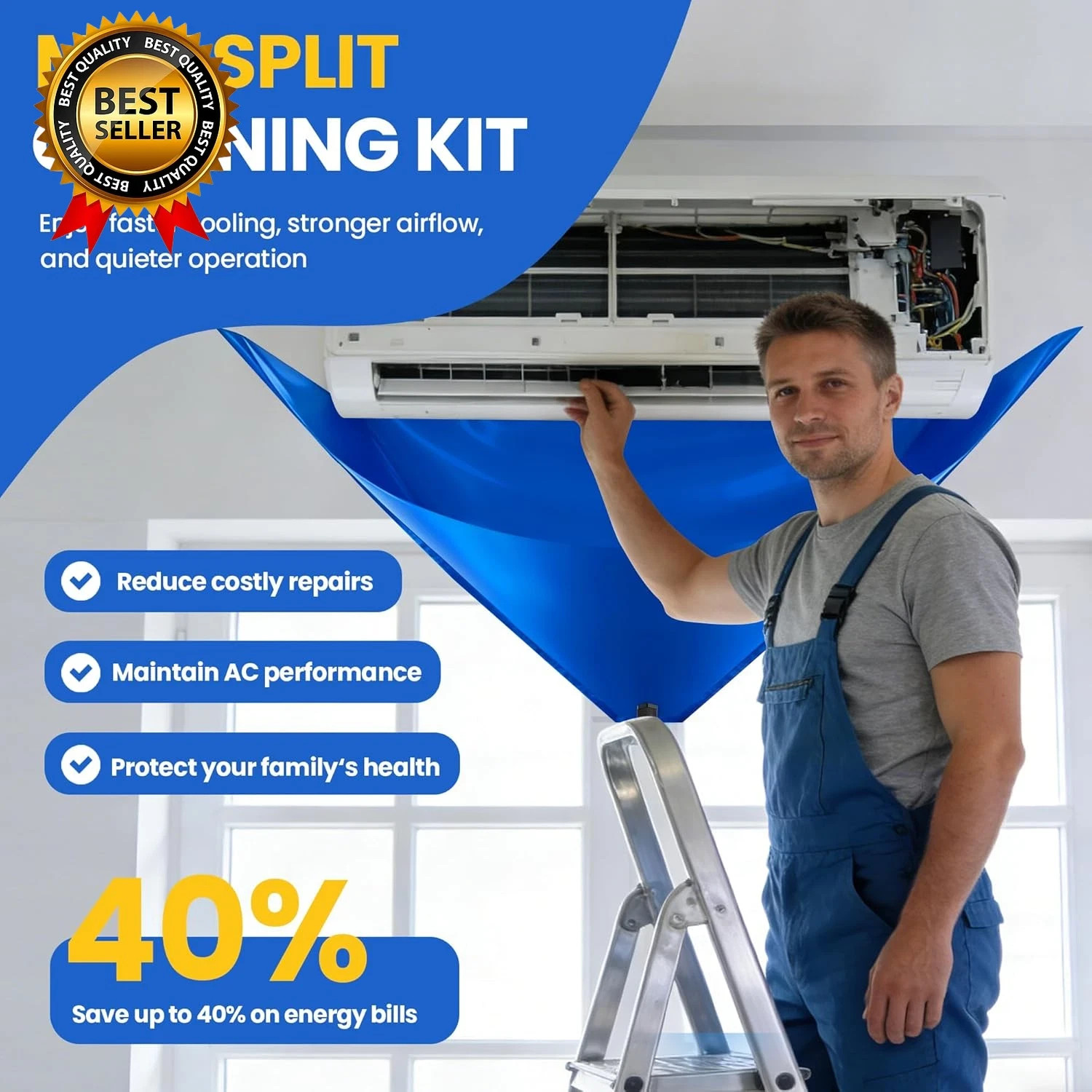 13PCS Mini Split Cleaning Kit with 2L High Pressure Sprayer, Deep Cleaning Air