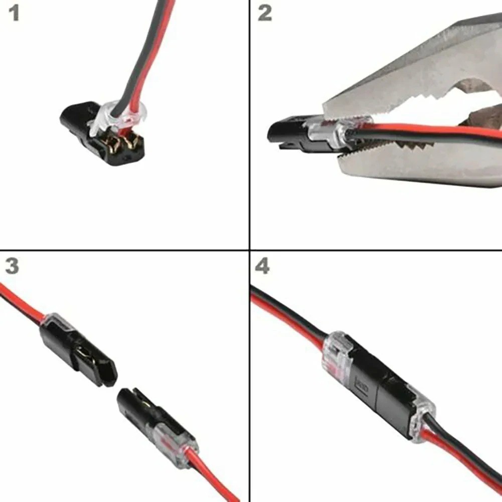 10/20 PCS Double-Wire Plug-in LED Connector with Lock Buckle – 2 Pin Compact