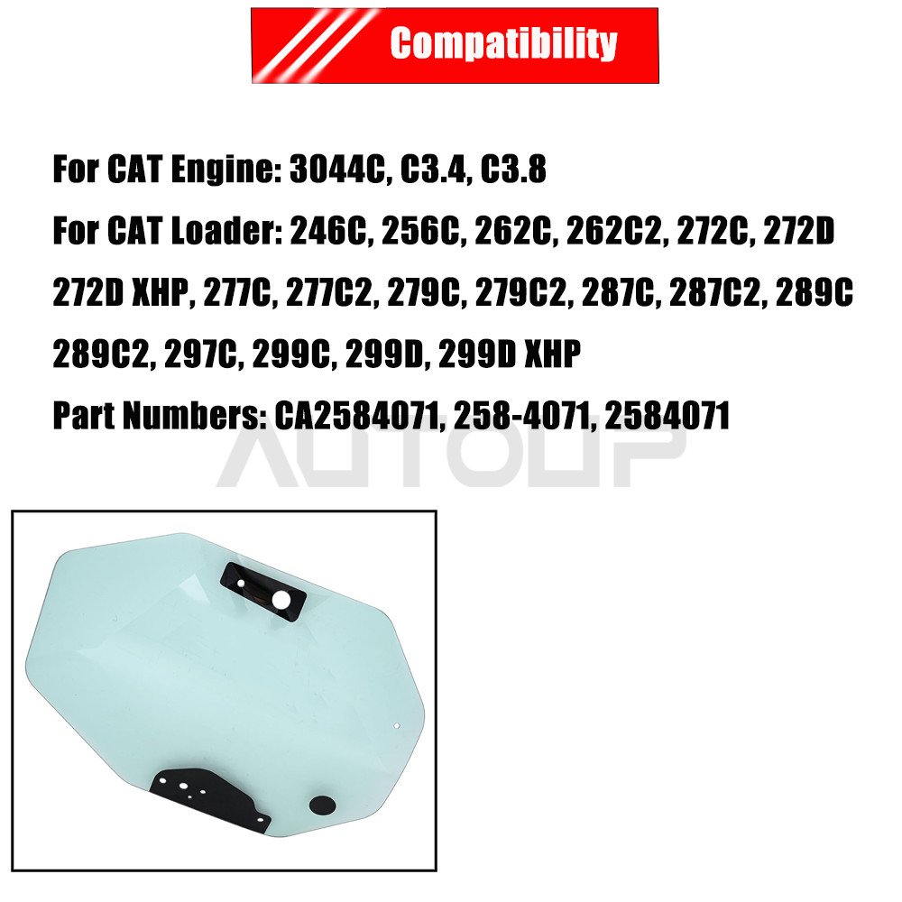 Front Door Glass 258-4071 2584071 For Caterpillar CAT Loader 246C 256C 262C 272C