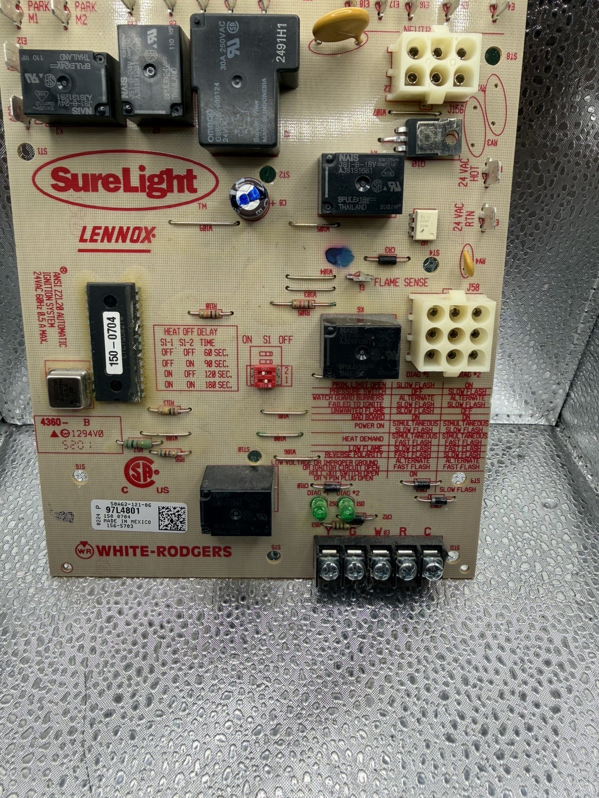 Lennox SureLight Circuit Control Board 50A62-121-06 (97L4801) TESTED & WORKING