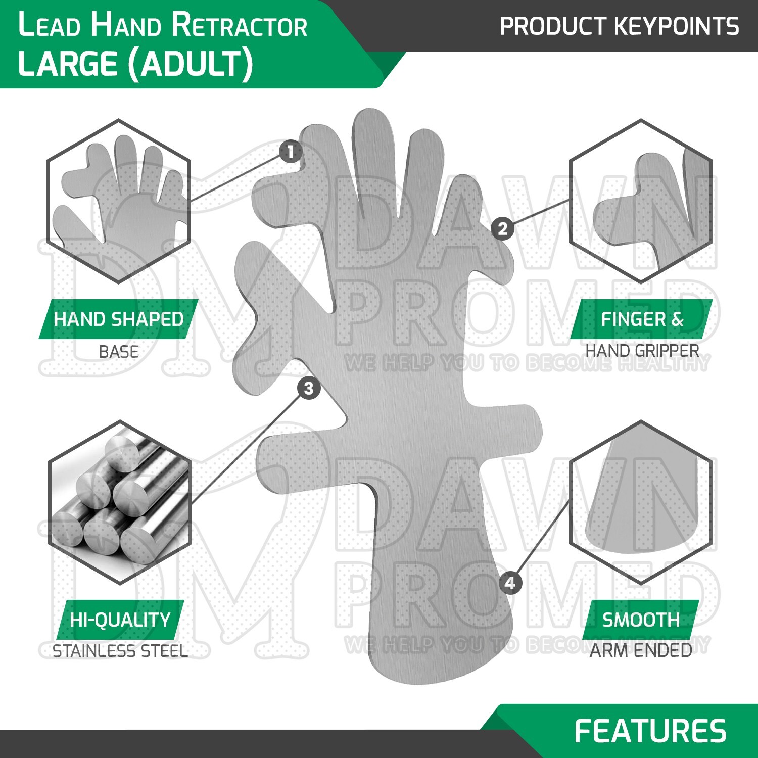 Lead Hand Retractor Large (Adult) 14″ Orthopedic Surgical Instruments German Gr