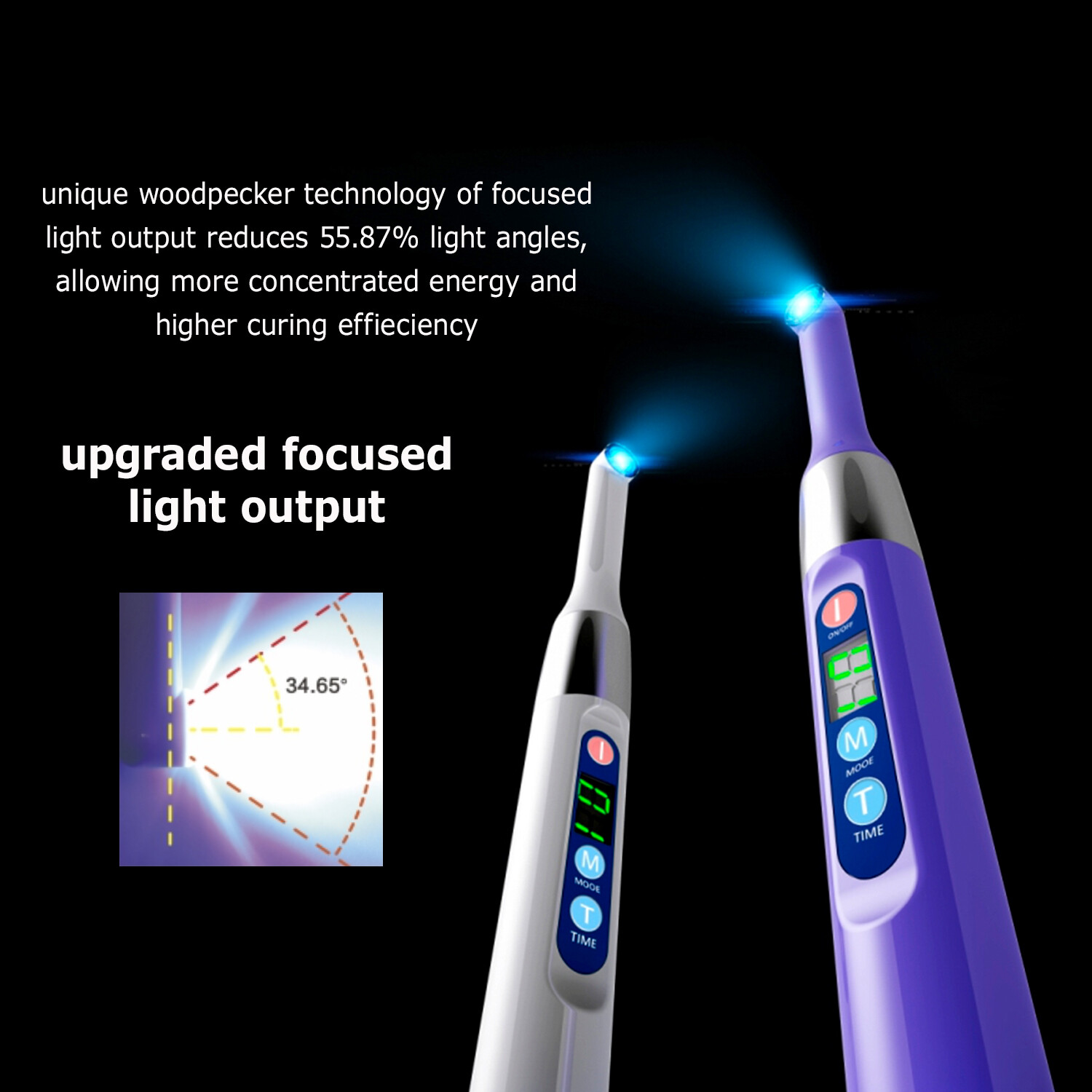 100% Woodpecker Dental iLED Curing Light Lamp Wireless 1 Second Curing 2500mw/c㎡